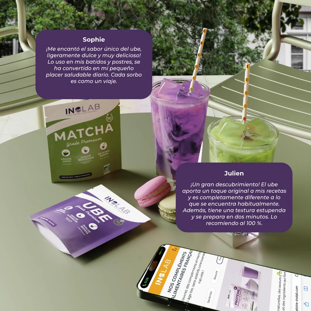 Inolab Polvo de Ube 100% Puro Superalimento para Latte, Postres y Smoothies 100 g