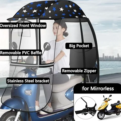 Mobility - Toldo impermeable para scooter con tiras reflectantes y bolsillos de almacenamiento, toldo universal para motocicleta eléctrica para protección contra la intemperie
