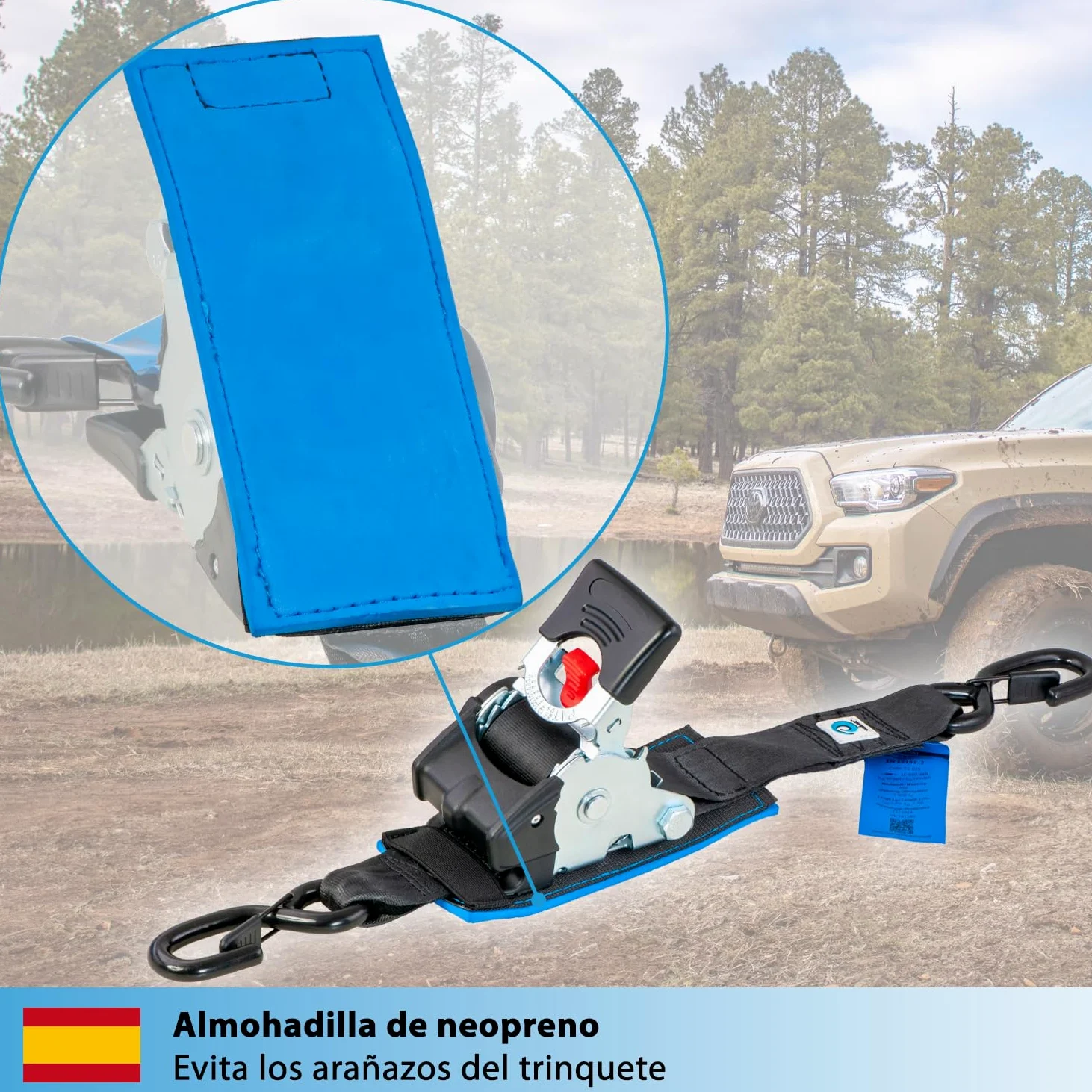 valonic Tanuki - 2X 3m XXL eslingas automáticas con carraca y Gancho, 50mm, 650/1300 Kg, Acolchado, EN-12195-2 - cinchas de Amarre con trinquete, para Sup Board o Moto, Negro