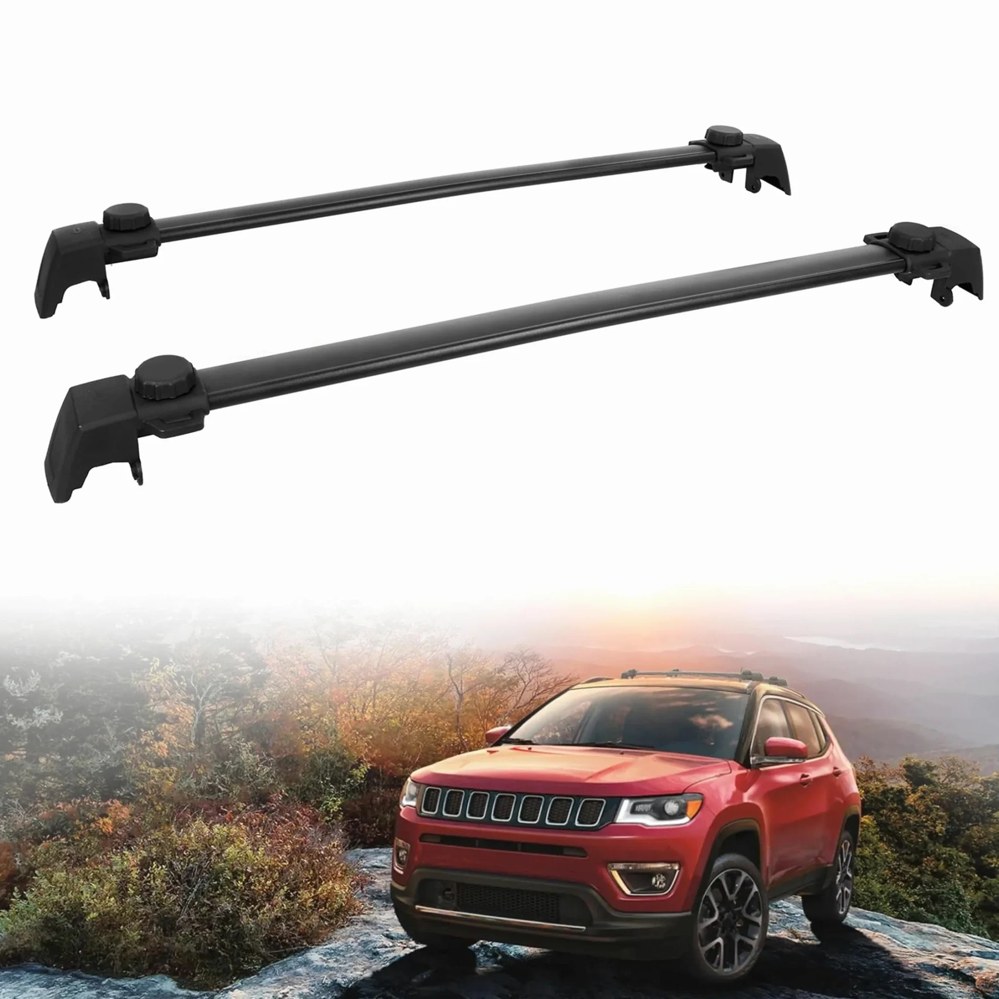 Barres Toit Barras Cruzadas para Techo Carga De 68kg SUV Equipaje Exterior En La Azotea Kayak Soporte Carcasa Dura para Jeep para Compass 2011-2022 Portaequipajes Coche