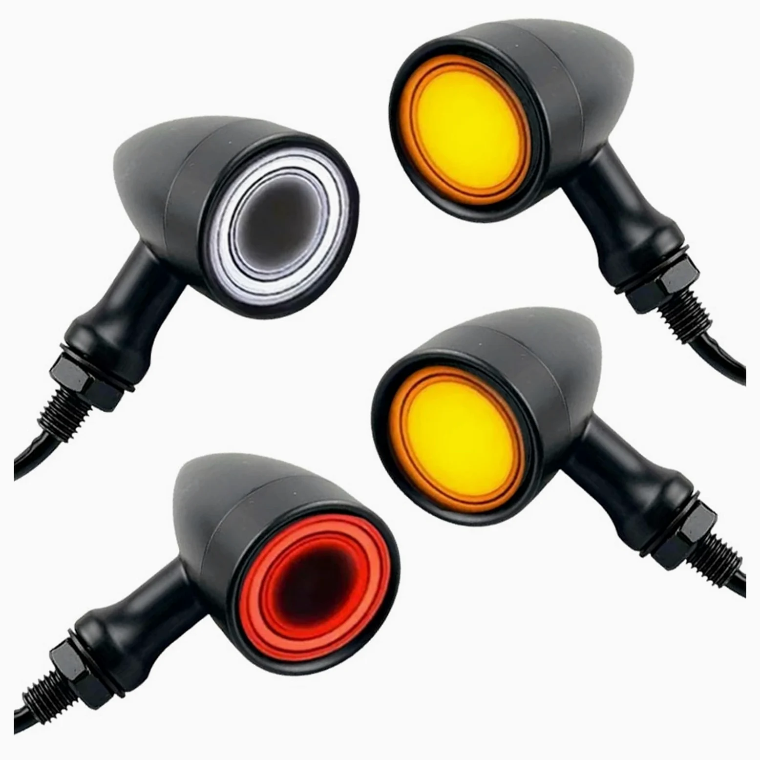 Intermitentes LED Delanteros y Traseros universales para Motocicleta, Tipo Bala. Luces de señalización de Giro luz Diurna DRL luz Freno y luz Trasera Luzs traseras Piezas