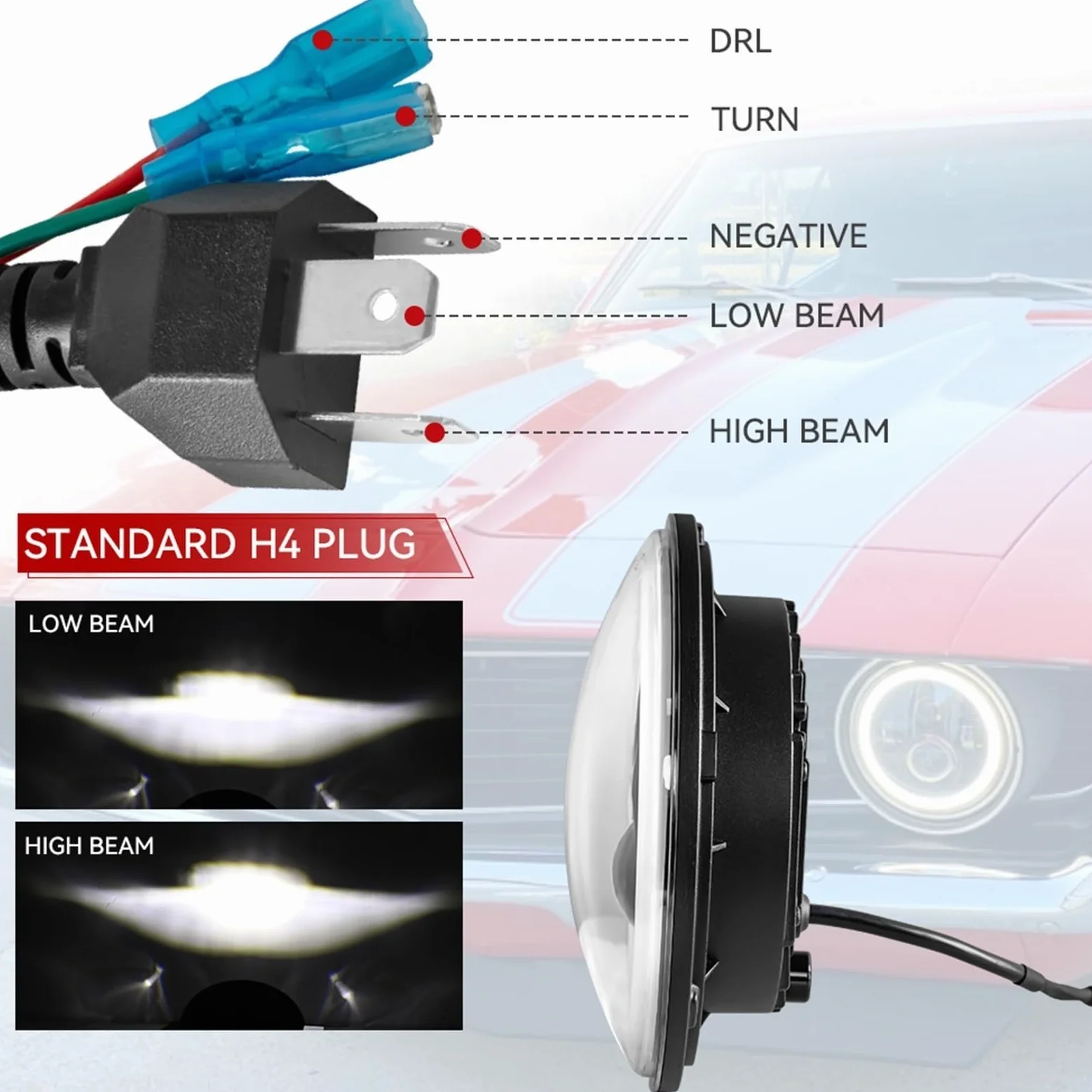 Bombilla LED Para Patrol Y60 Para Hummer H1 H2 Kit Luces LED Repuesto | Faro LED DRL De 7 Pulgadas