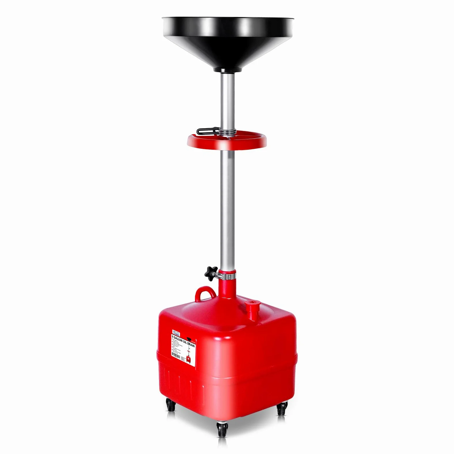 CCLIFE 35L Carro Recogida de Aceite Recogedor Aceite por Gravedad, Puede Utilizarse en talleres de automoción Altura Regulable 69-175cm