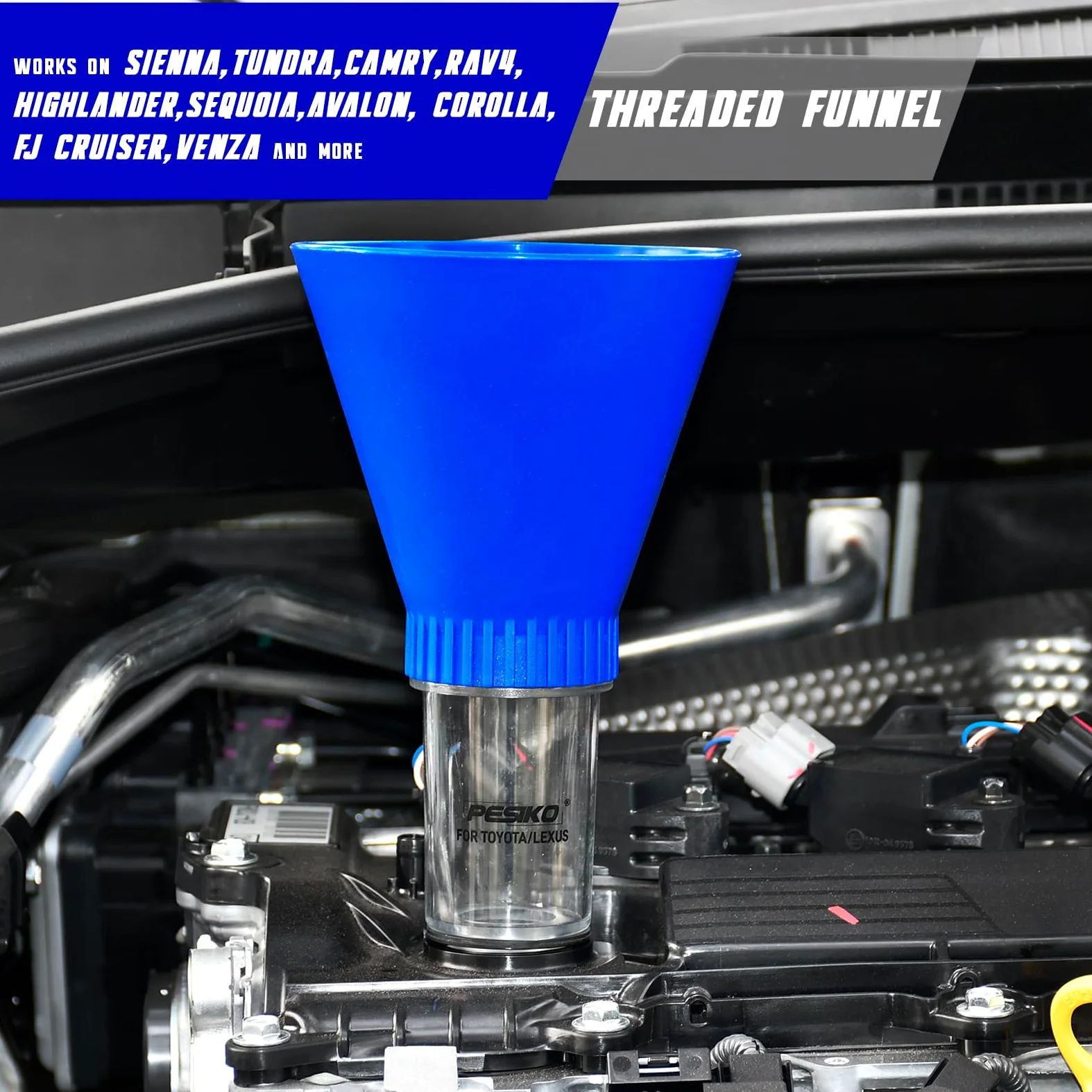 Llave de filtro de aceite de 64 mm, manguera de drenaje y embudo de aceite de motor para Toyota, Lexus y Scion 2.0-5.7L herramienta de extracción de filtro de aceite estilo cartucho de motor