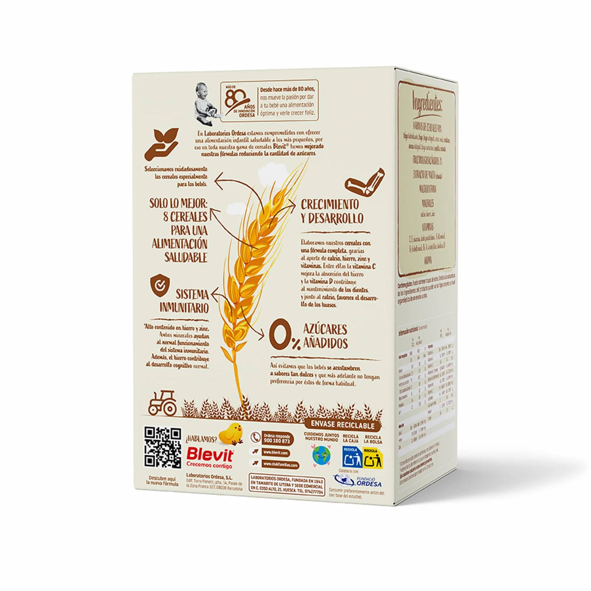 Blevit 8 Cereales 500g Papilla Bebé 5 Meses 14 Vitaminas y Minerales