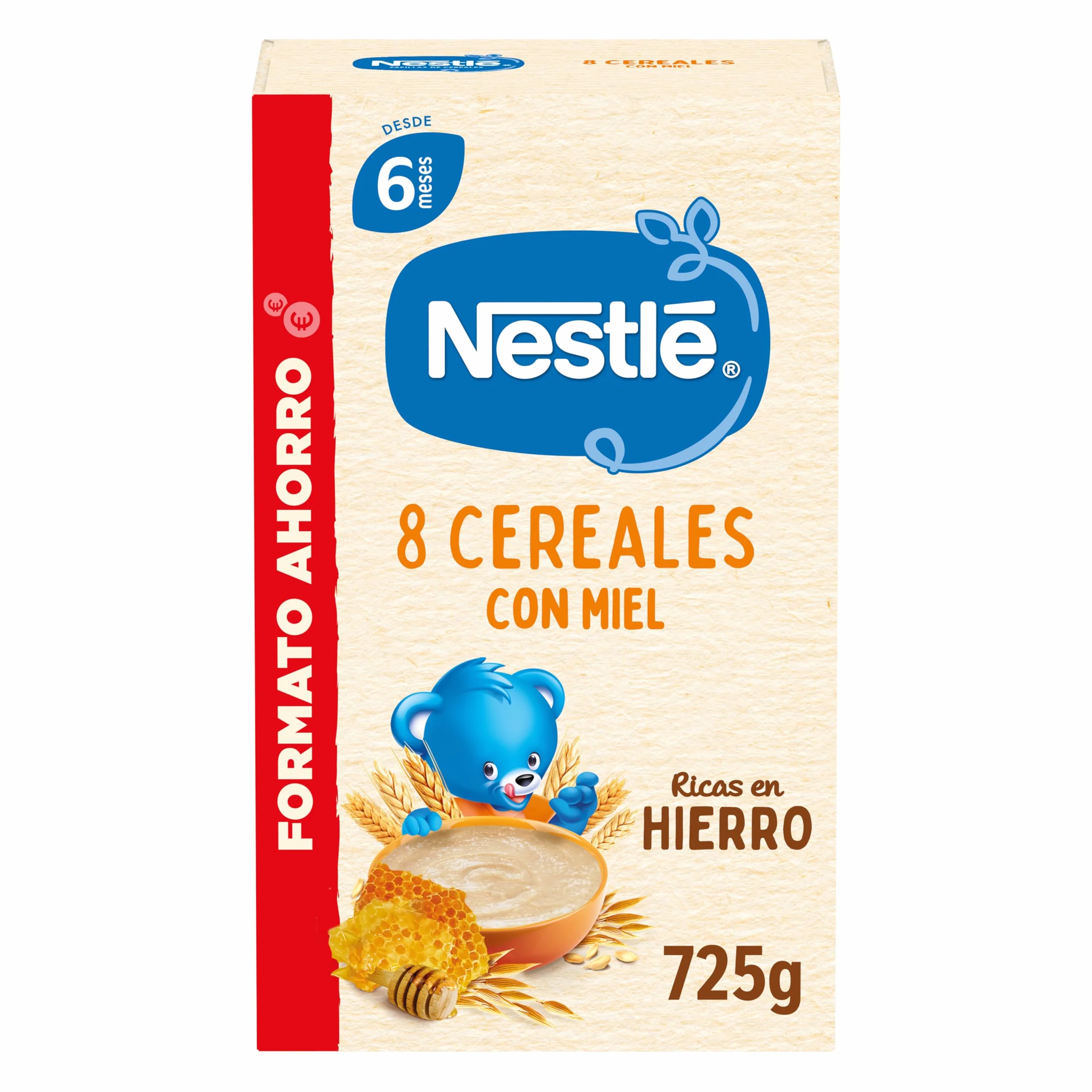 Nestlé Papilla 8 Cereales con Miel, 725 g