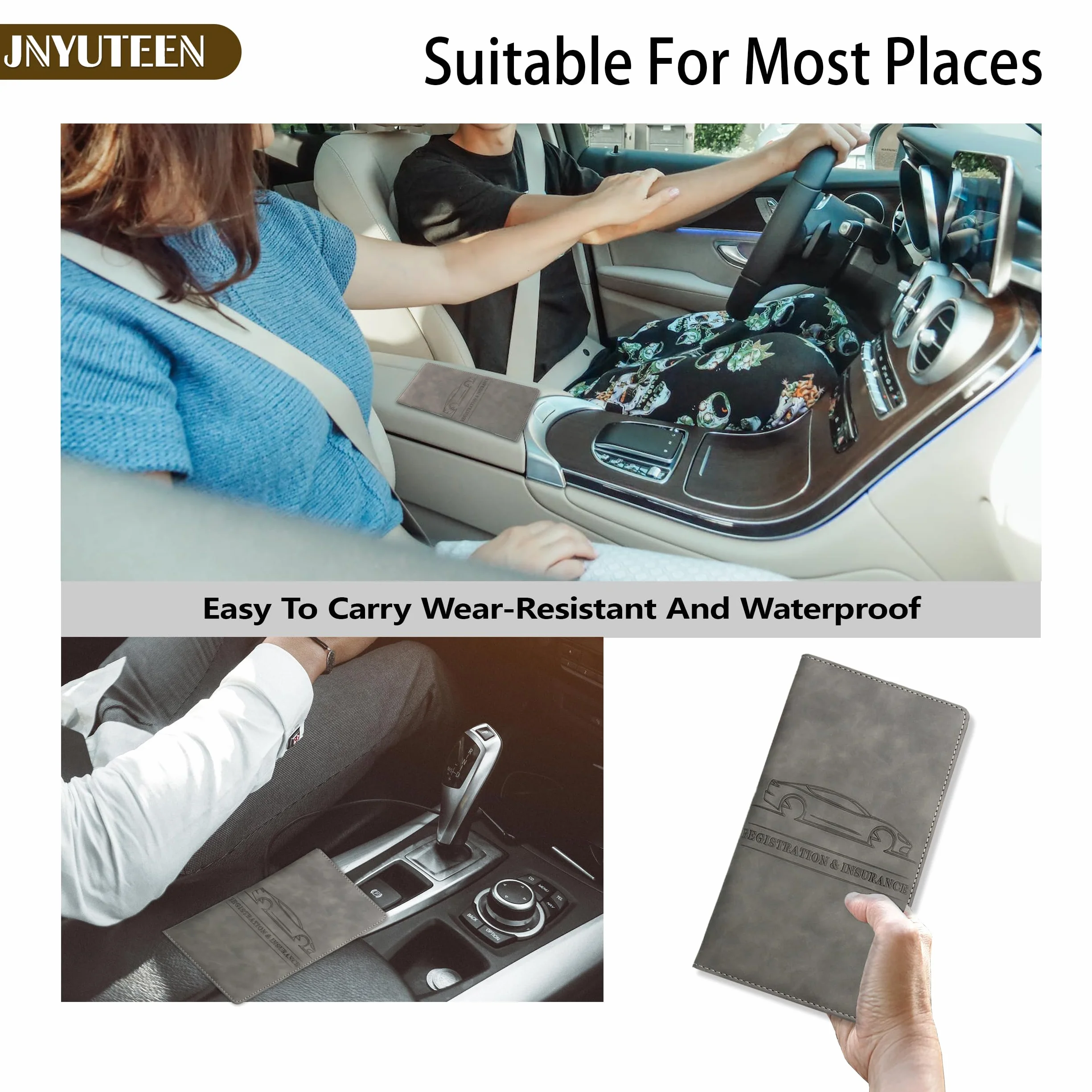 Cartera para Documentos Coche, Cartera Organizadora De Guantera De Cuero PU, Carpeta Documentos Coche Porta Documentos para Viaje Accesorios de Coche para Tarjetas Licencia de Conducir