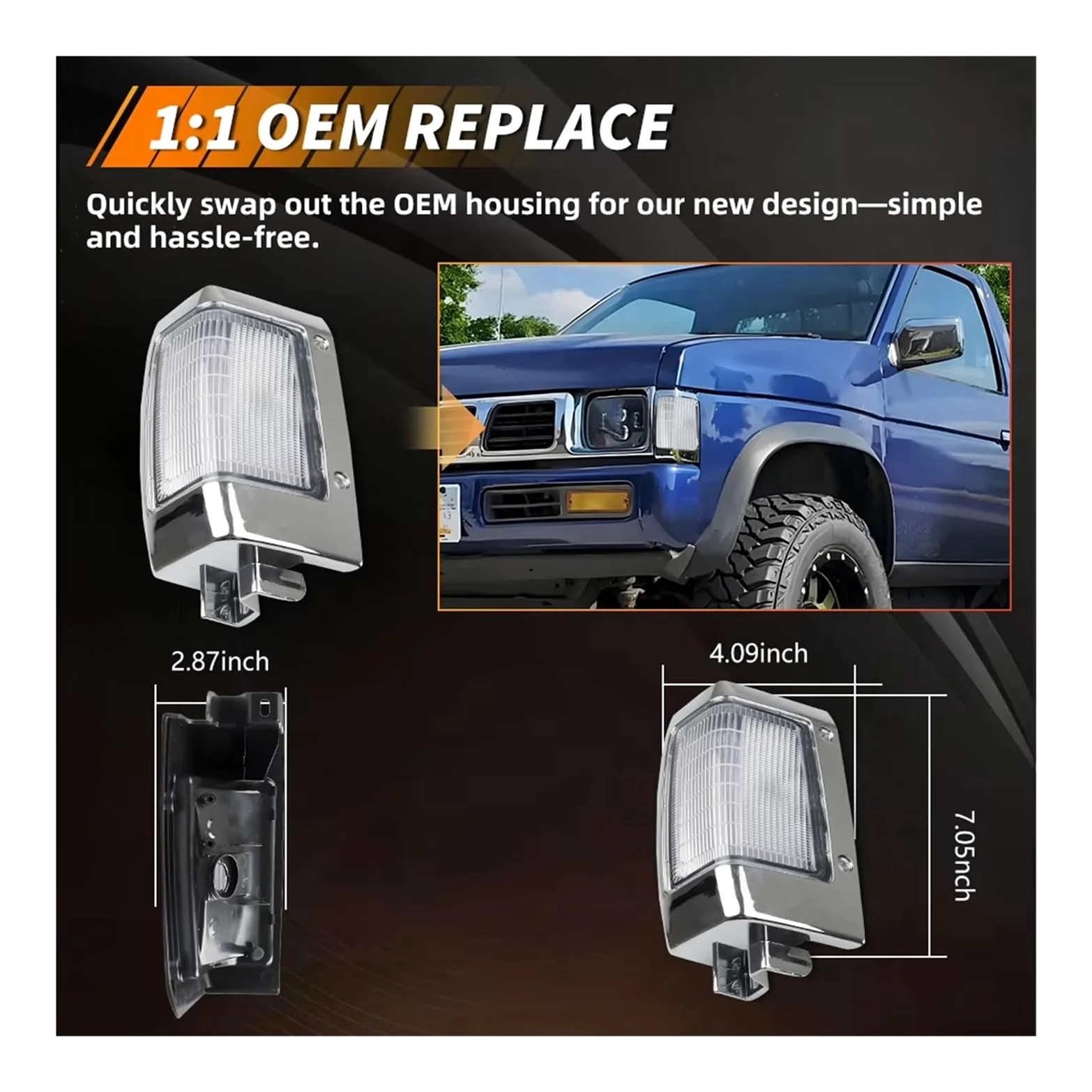 Faros Delanteros Para Nissan Para D21 Pickup 1990-1994 Sin Bombilla/enchufe Incluido Carcasas Luz Señal Giro Marcador Lateral Esquina Delantera Faro Principal(Smoked Lens)
