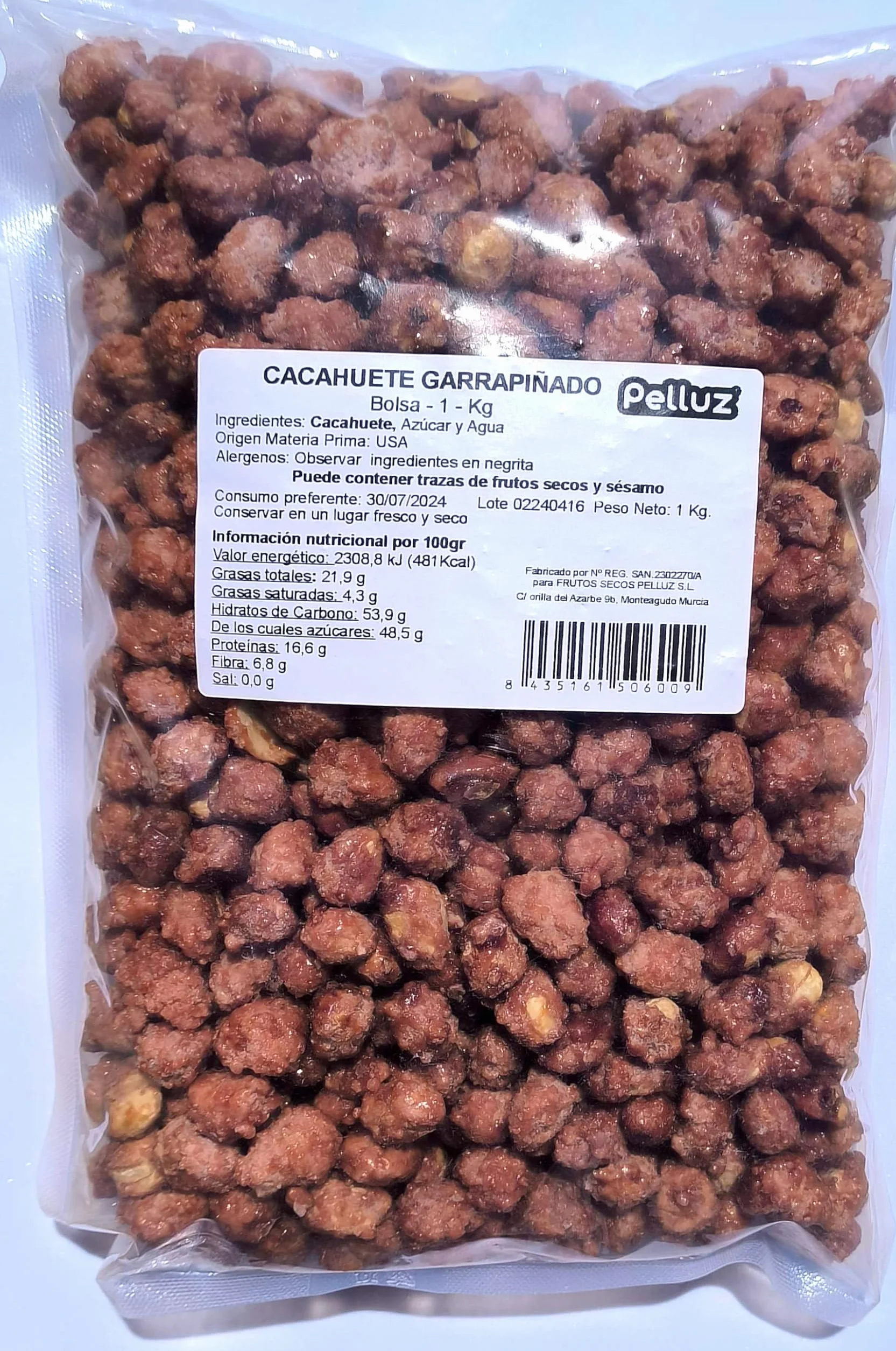 Cacahuete garrapiñado 1Kg - Maní garrapiñado - sin conservantes ni colorantes