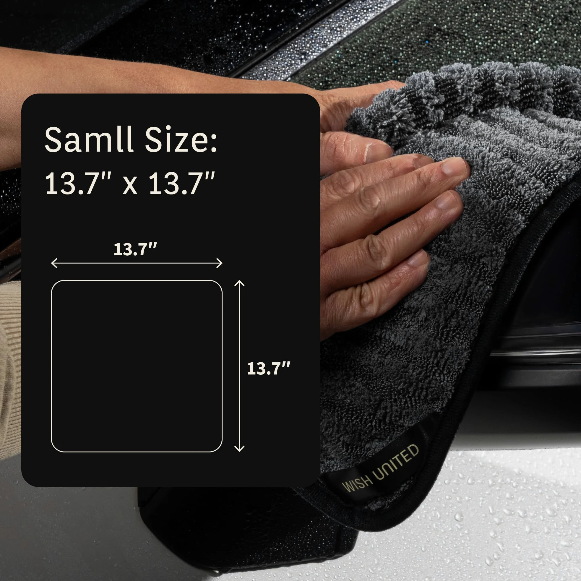 Toalla de secado de coche de microfibra tejida de alta absorción, 1200 g/m² (paquete de 2, 13.7 x 13.7 pulgadas)
