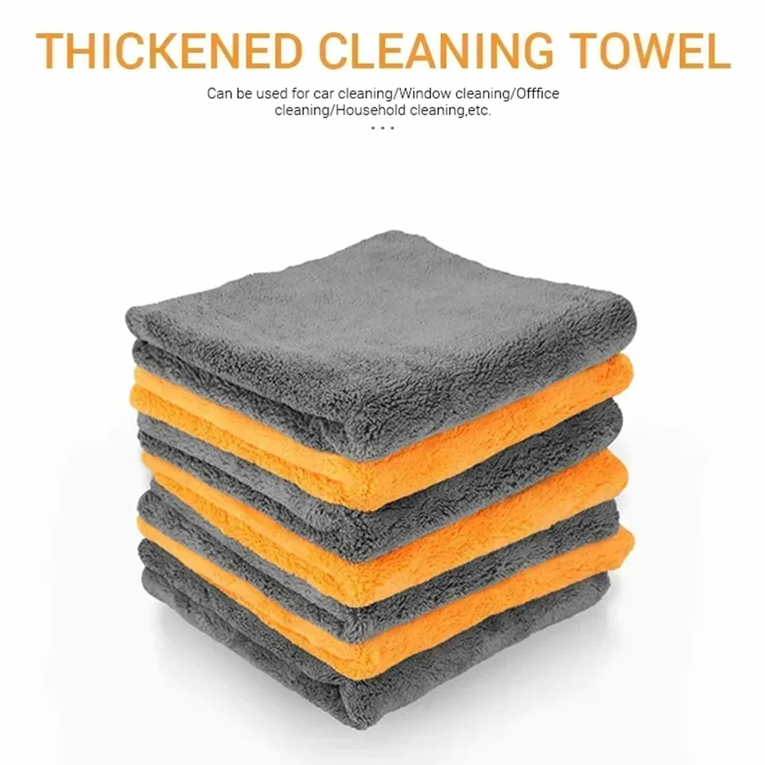 Toallas gruesas de microfibra para coche, felpa suave, superabsorbentes, sin bordes, para lavado de coche, toallas de secado (naranja, 9 piezas)