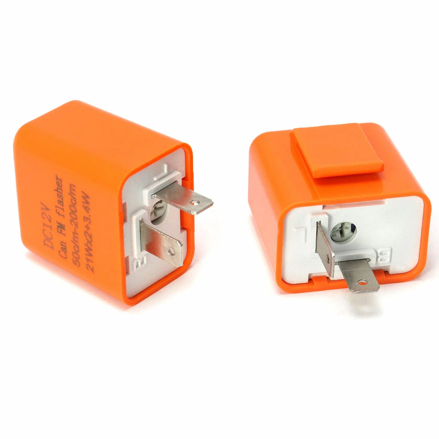 QWORK 2 Pin 12V Universal Relé Intermitentes, Relé LED Ajustable de Moto, Naranja, 2 Piezas