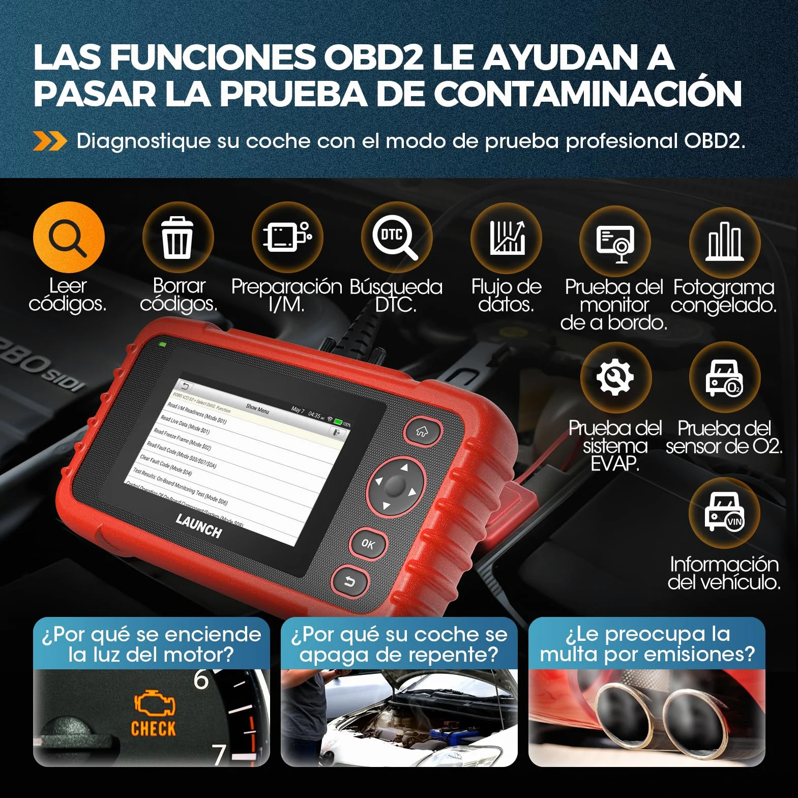 LAUNCH CRP123X V3.0 - OBD2 Diagnosis Coche Multimarca Profesional - Escáner 4 Sistemas, Reset EPB/DPF/Aceite, SAS/BMS/TPMS, Test de Batería, Lectura Vin con ACTUALIZACIONES Gratis DE por Vida