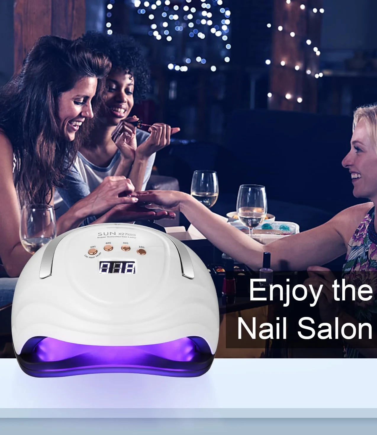Lámpara de Uñas UV LED 380W, 81 Lámparas, Secadora Rápida con Temporizador y Pantalla LCD para Gel