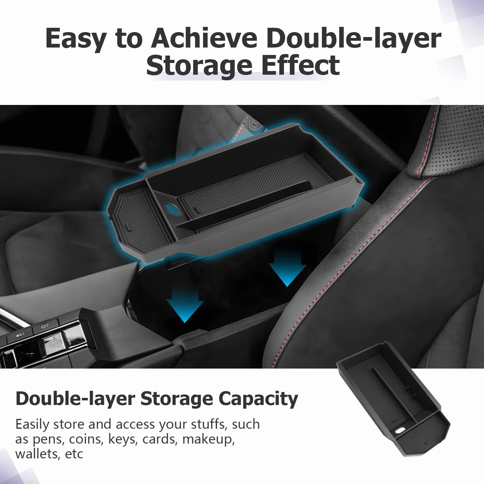 LUWU Compatible con Toyota C-HR CHR Hybrid 2024 2025 consola central caja de almacenamiento guantera organizador bandeja con alfombrilla antideslizante CHR 2025 accesorios
