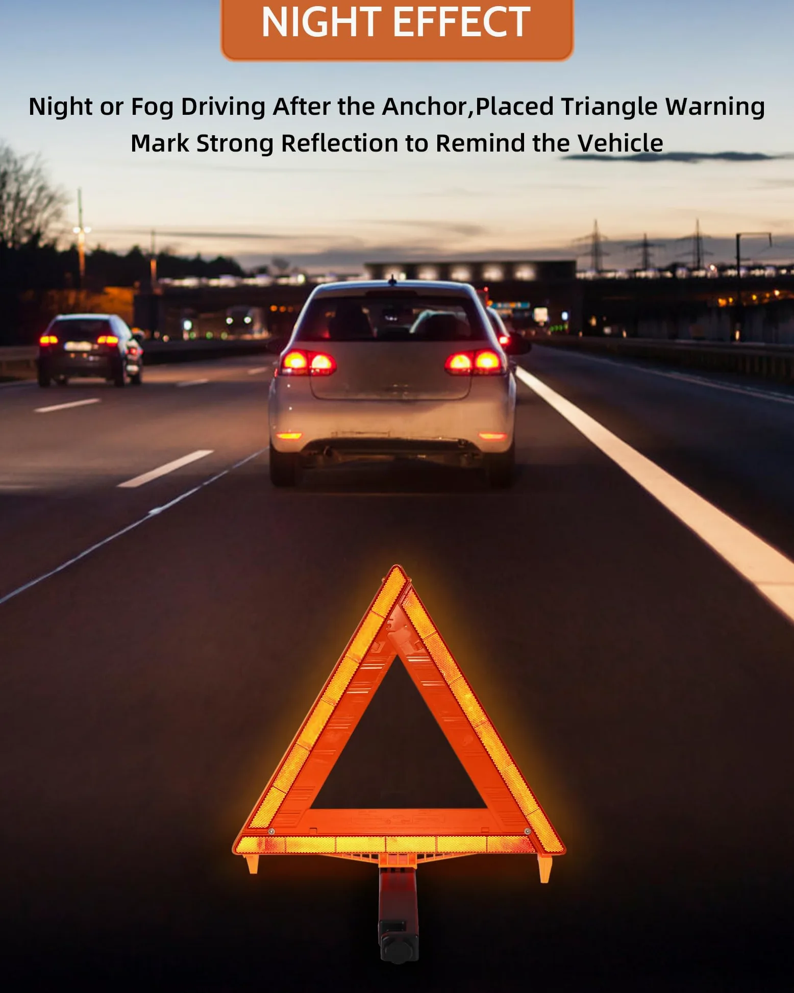 Noone Triángulos de Seguridad aprobados por Dot, Paquete de 3 triángulos Reflectantes Plegables de Advertencia, US FMVSS 571 125 con Funda de Transporte, triángulos de Emergencia en Carretera de Base