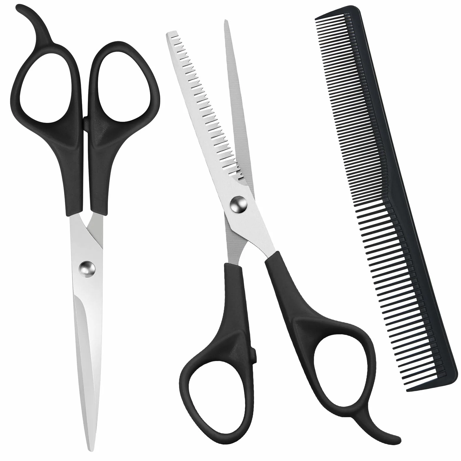 Profesional Tijeras Peluqueria 6,5 Pulgadas Acero Inoxidable Entresacar Kit Completo Negro