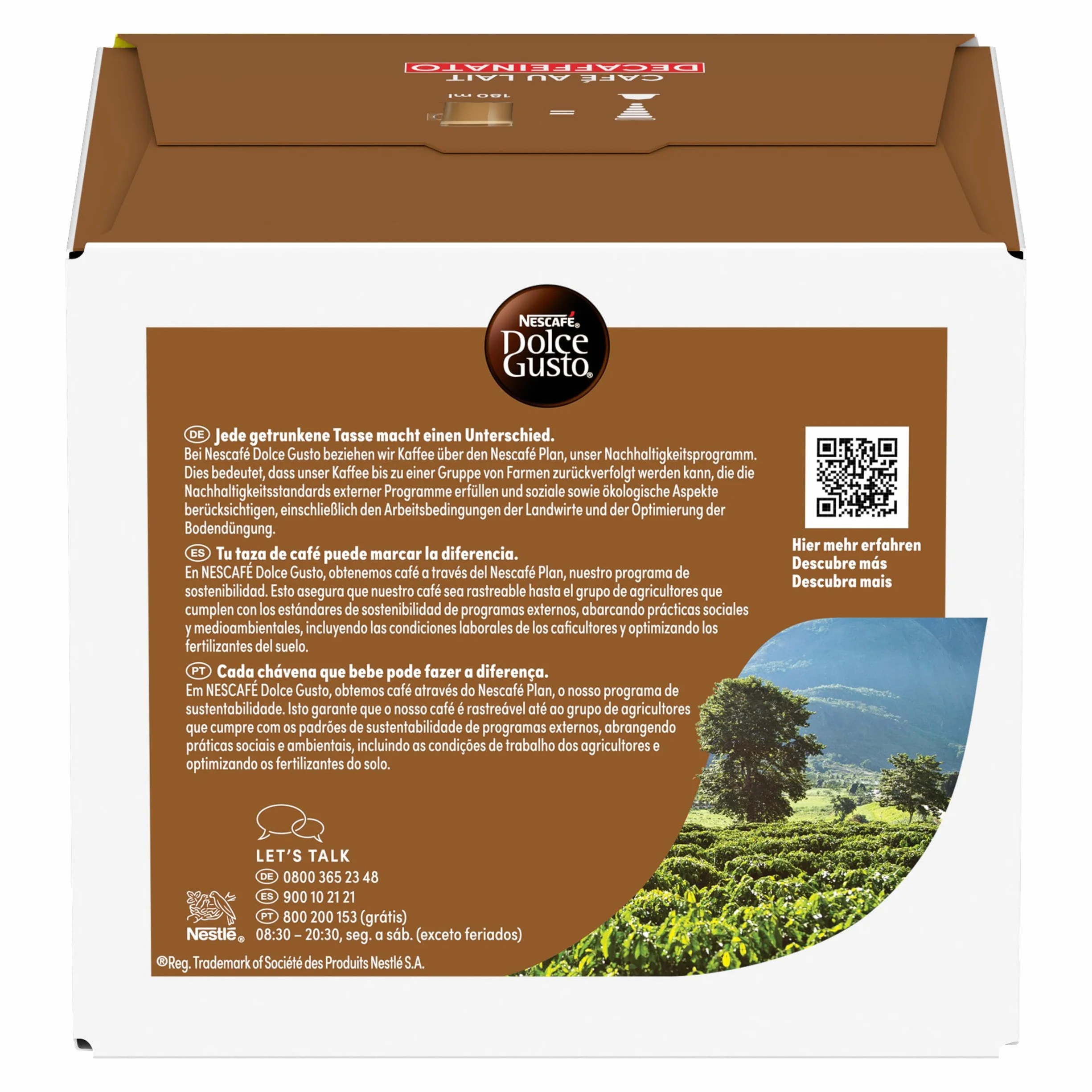 NESCAFÉ Dolce Gusto Café con Leche descafeinado - Cápsulas de Café, 90 Cápsulas (3 x 30)