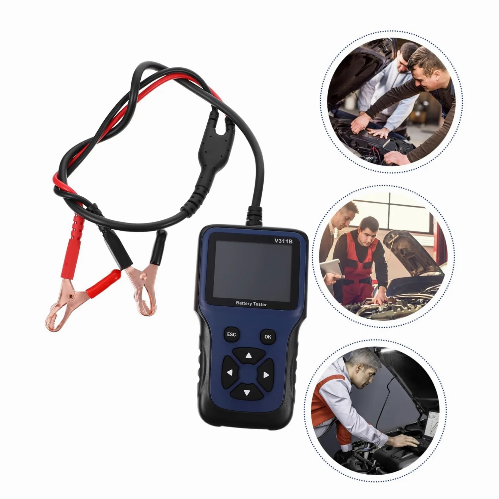 Comprobador de Batería de Coche 12 V de Plástico Pantalla | 9 Idiomas Seleccionables, Peso Ligero, Uso en Suministro de Coche, Analizador de Batería Automotriz