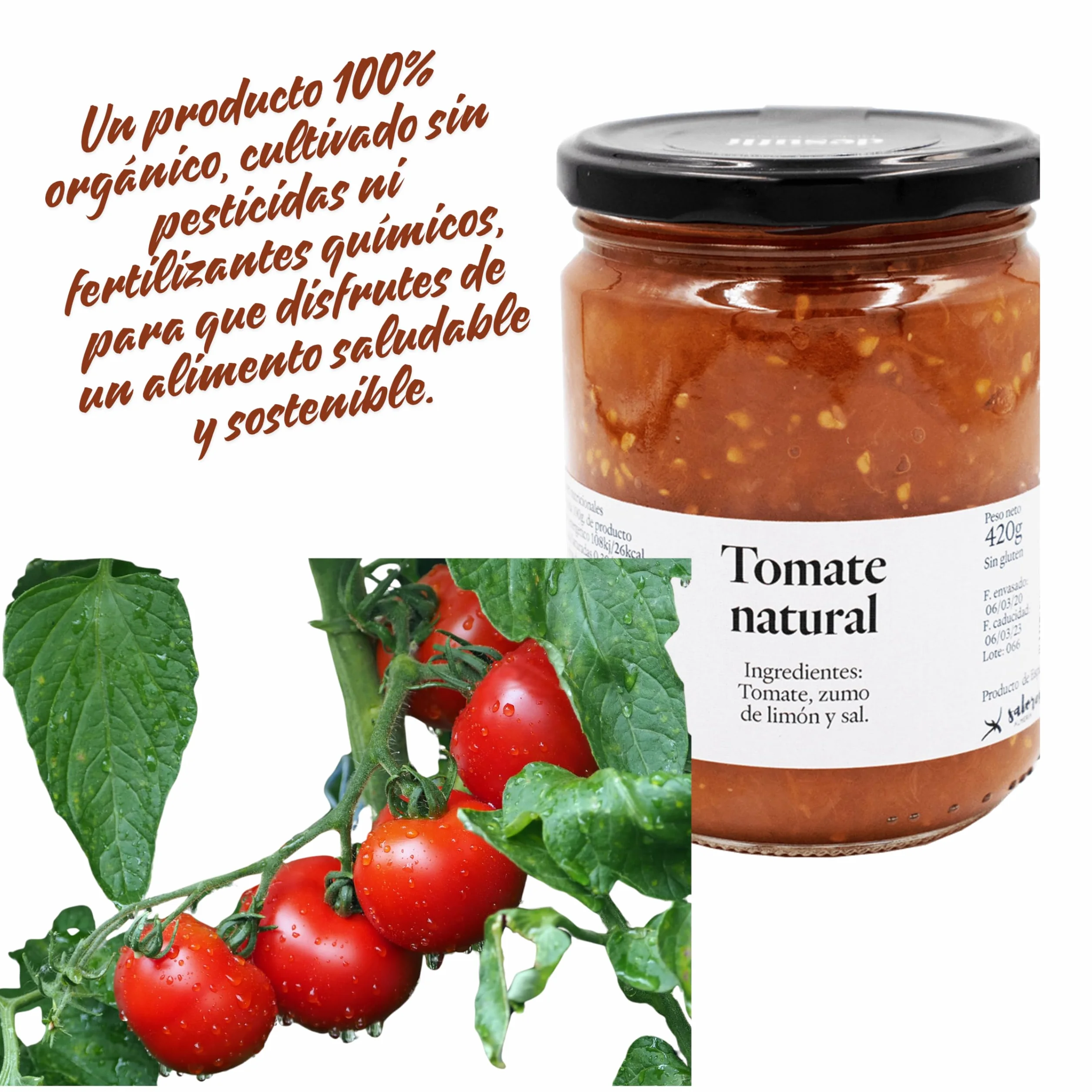 Tomate Natural Triturado de Pera Pack 3 Unidades 420g cada una Sin Aditivos 100% Natural