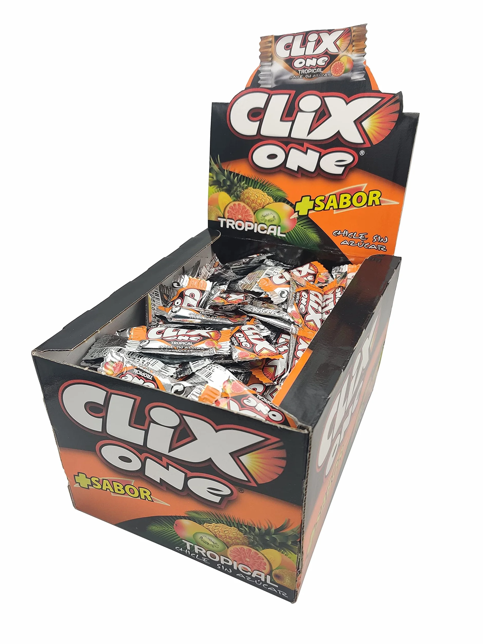 CLIX ONE TROPICAL Chicle sin azúcar Caja 200 unidades
