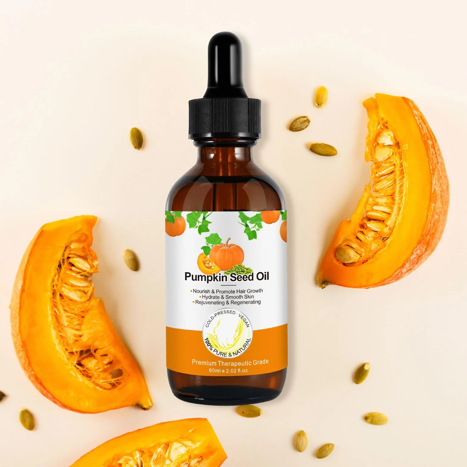 Orgánico Aceite de Semillas de Calabaza para el Crecimiento del Cabello - Aceite de Calabaza Sin Refinar para Piel y Cara