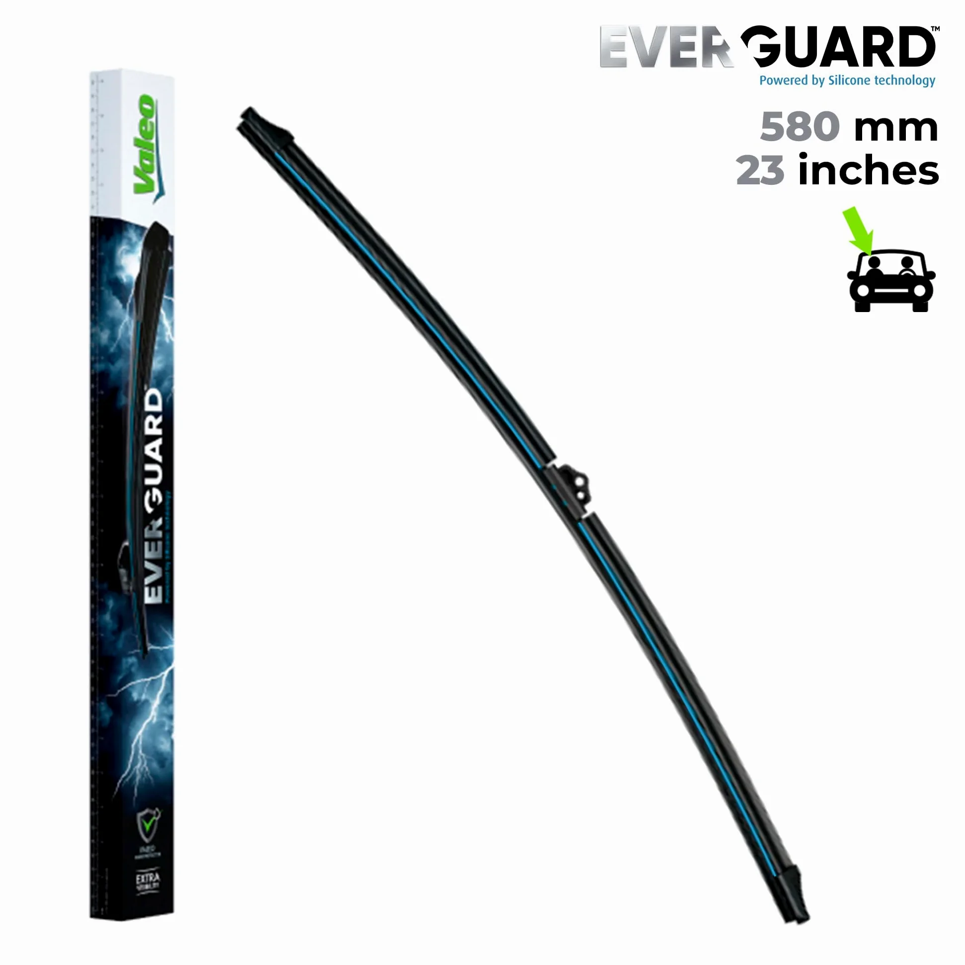 VALEO EVERGUARD - Premium - Kit de Escobillas Limpiaparabrisas Con Laminas de Silicona VSF60 + VSF58 - Longitudes: 600mm + 580mm - Escobillas Delanteras (Paquete de 2)