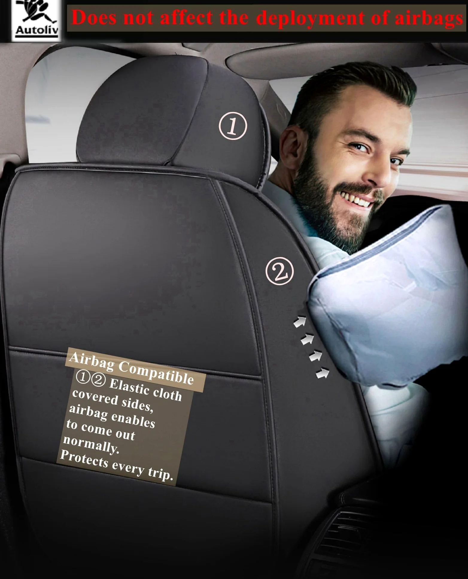 Fundas Asiento Coche Universales para Renault Megane II Coupe-cabriolet(2003-2009), Impermeable，Cuero Antideslizante Transpirable, 5 Plazas,Resistente，Fácil De Instalar(Beige)
