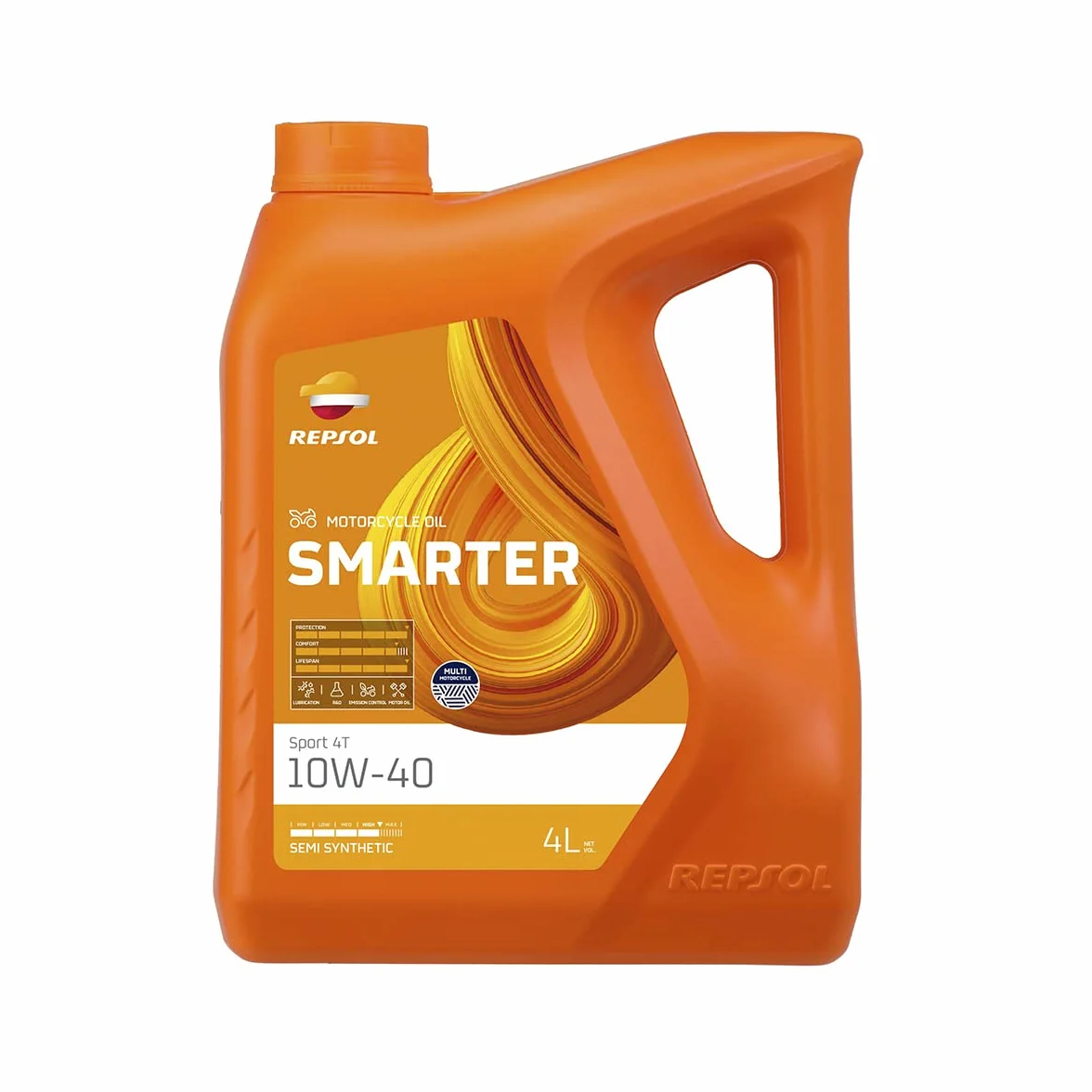 REPSOL aceite lubricante semisintético para moto SMARTER SPORT 4T 10W-40 4L