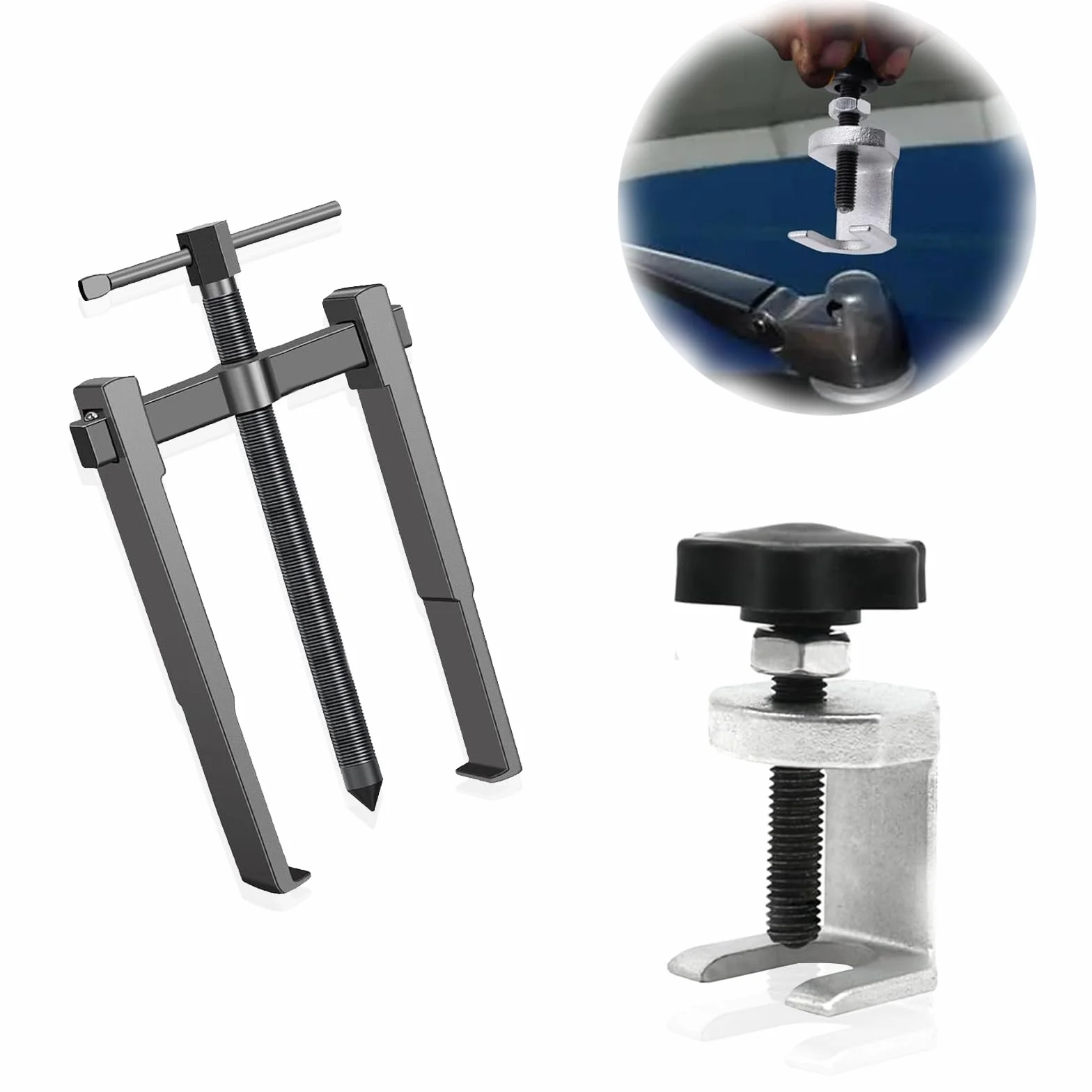 2 extractores de brazo de limpiaparabrisas, extractor de limpiaparabrisas ajustable, brazo de limpiaparabrisas, herramienta de desmontaje de abrazaderas de polo, extractor de brazo
