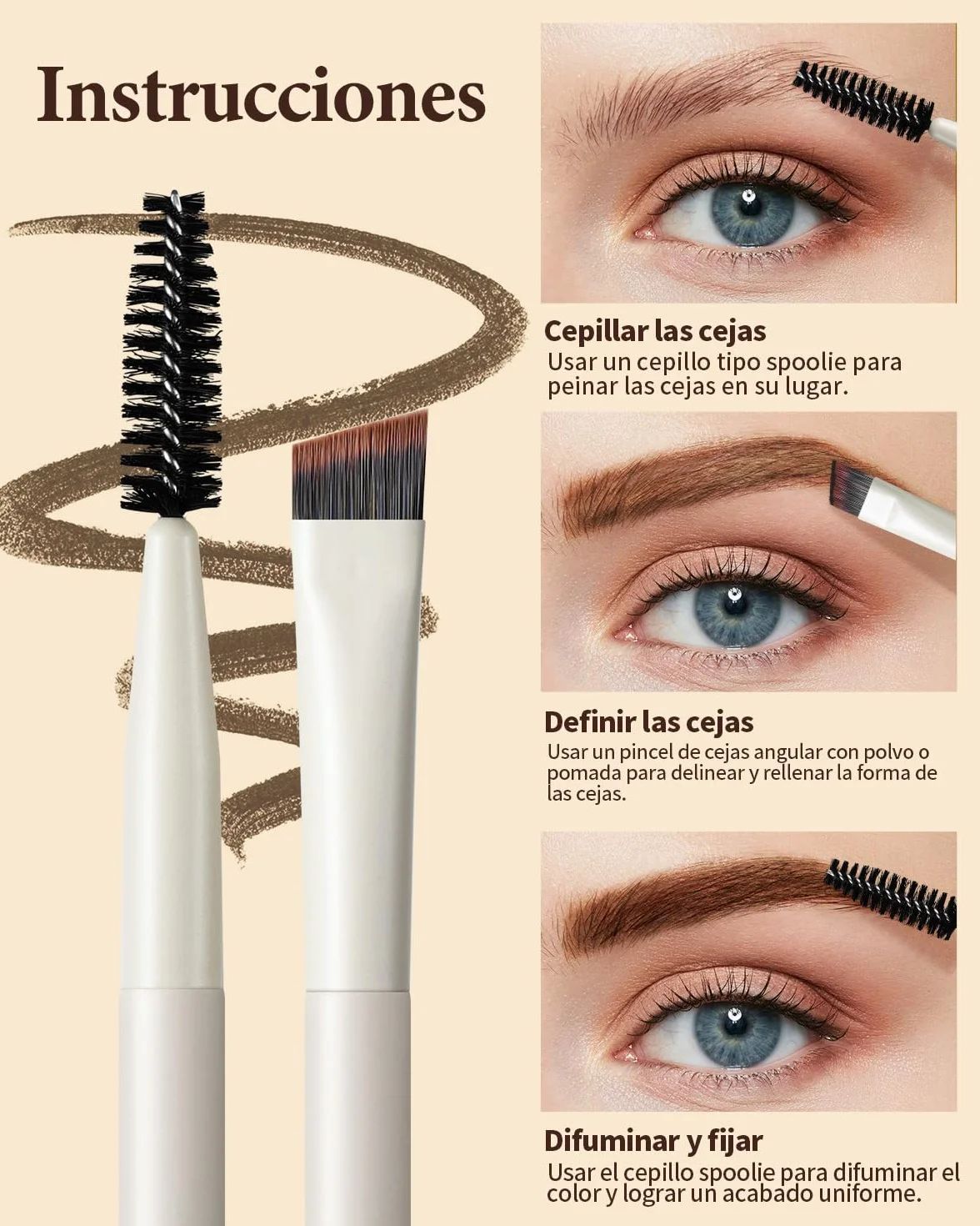 EIGSHOW Cepillo para cejas en ángulo de doble punta, para definir cejas delineador ojos pestañas, Maquillaje de Ojos