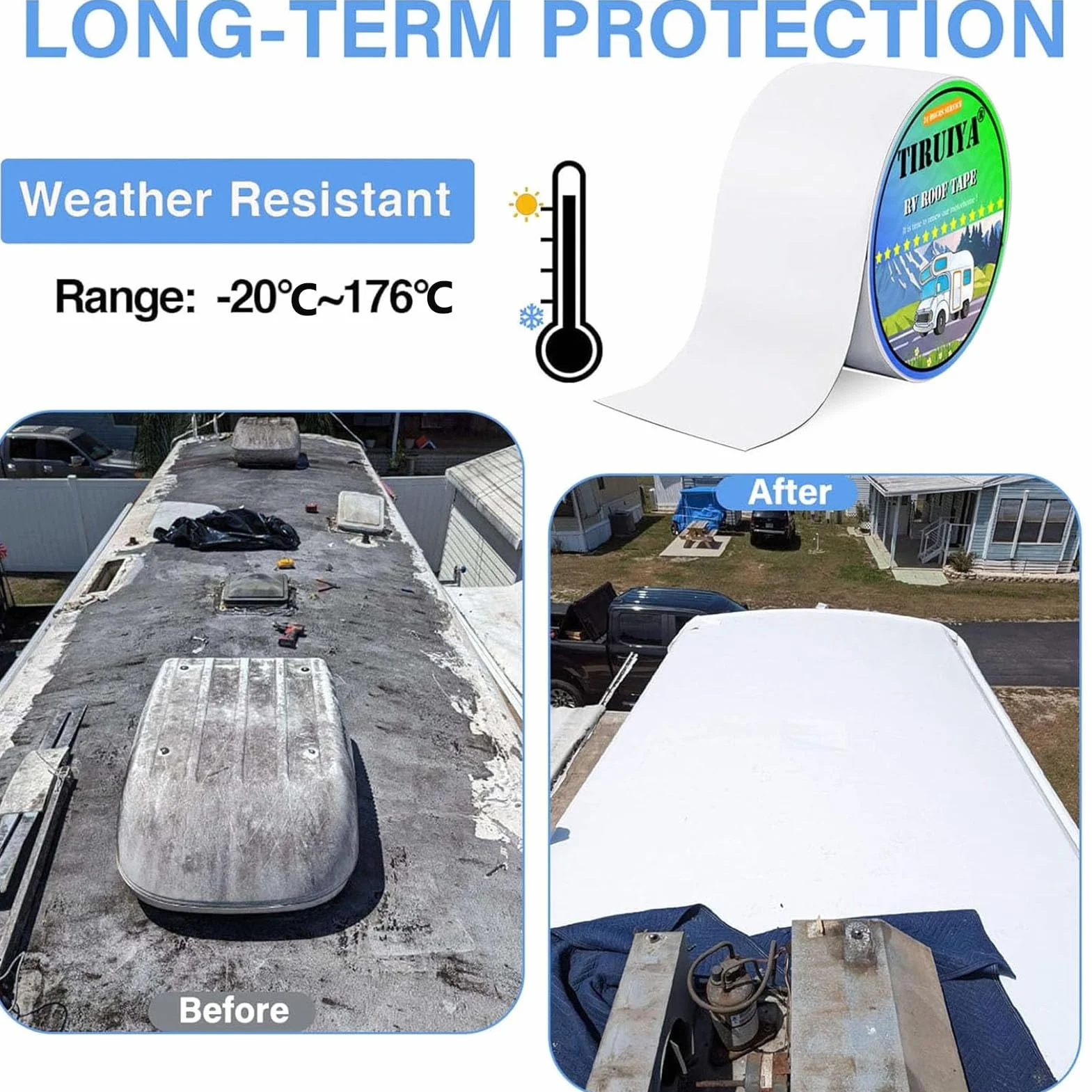 cinta selladora caravana, cinta impermeable autoadhesiva, butilo en cinta blanca reparación para caravana, tuberias, canalón, tubería