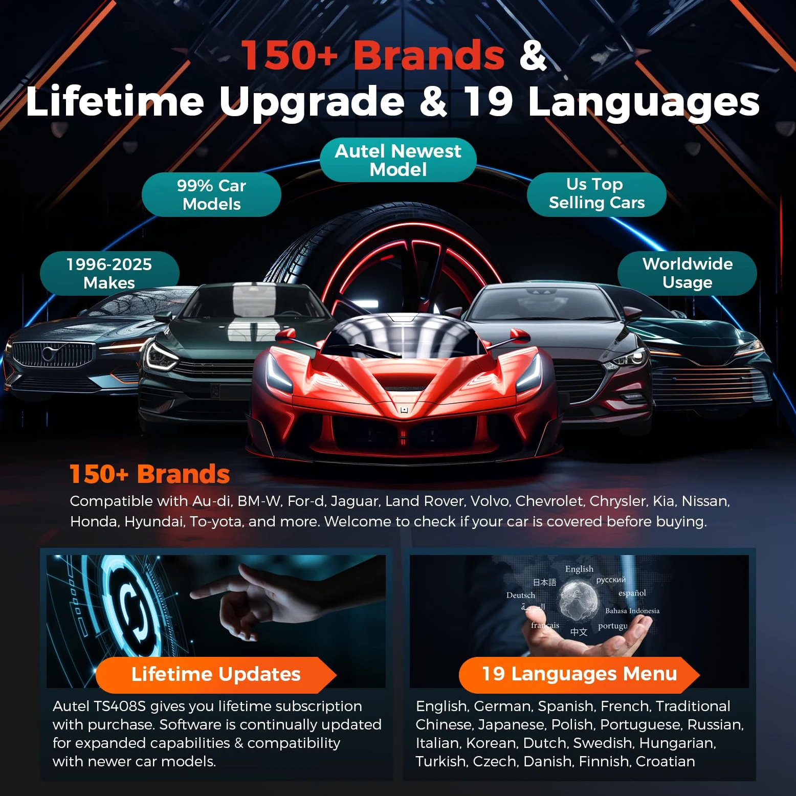 Autel MaxiTPMS TS408S Herramienta de Reaprendizaje TPMS: 2024 Herramienta de programación TPMS, Reinicio TPMS, Diagnóstico, Lectura, Borrado TPMS DTC, Actualización TS408/TS401, Igual Que TS501(Pro)