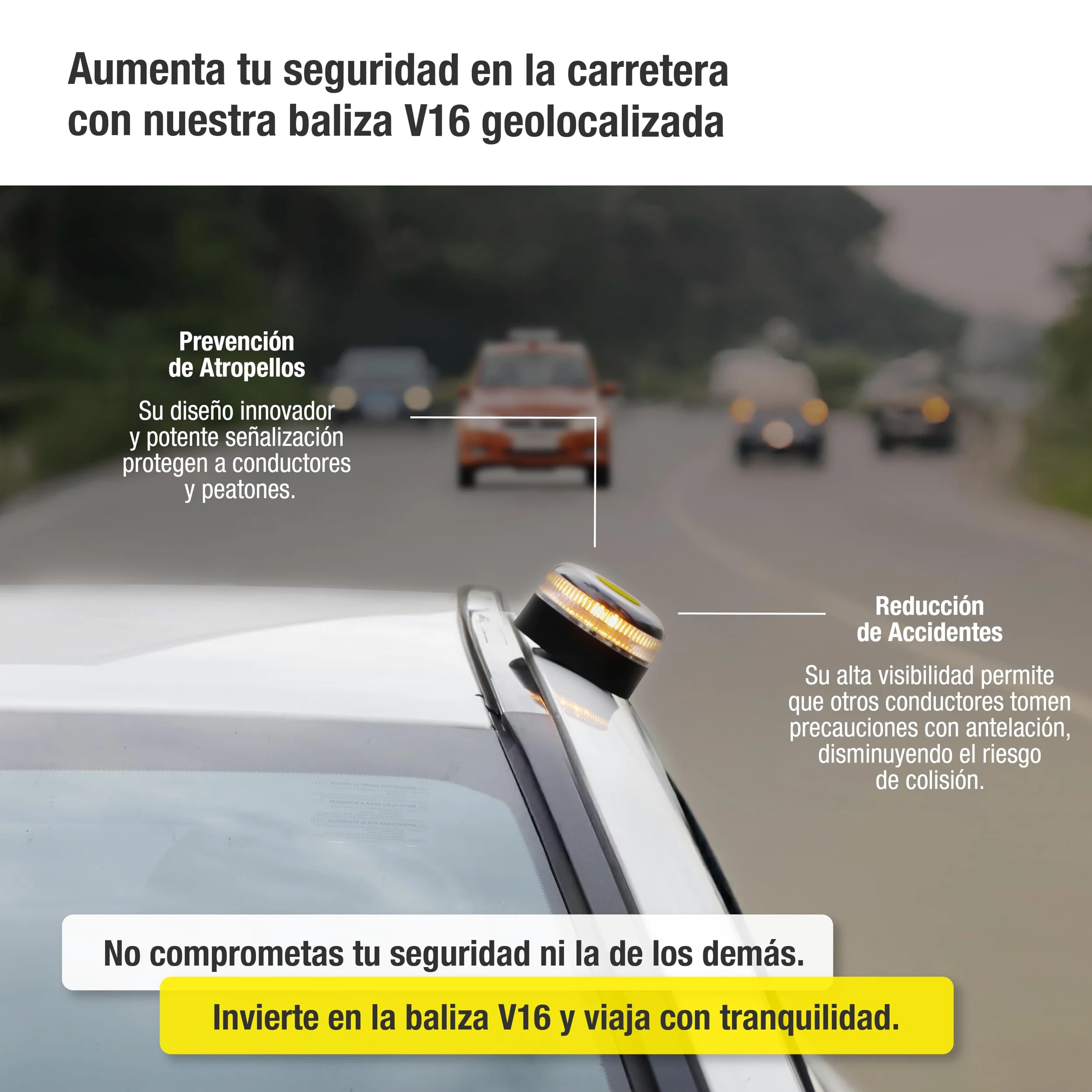 PMK GRUPO | Baliza V16 Conectada Homologada 2026 | Datos incluidos (hasta 12/2038) | Luz Emergencia LED 360º 1 km | Geolocalización GPS + SIM incluida | Conexión a DGT (Pack 2 balizas + 2 linternas)