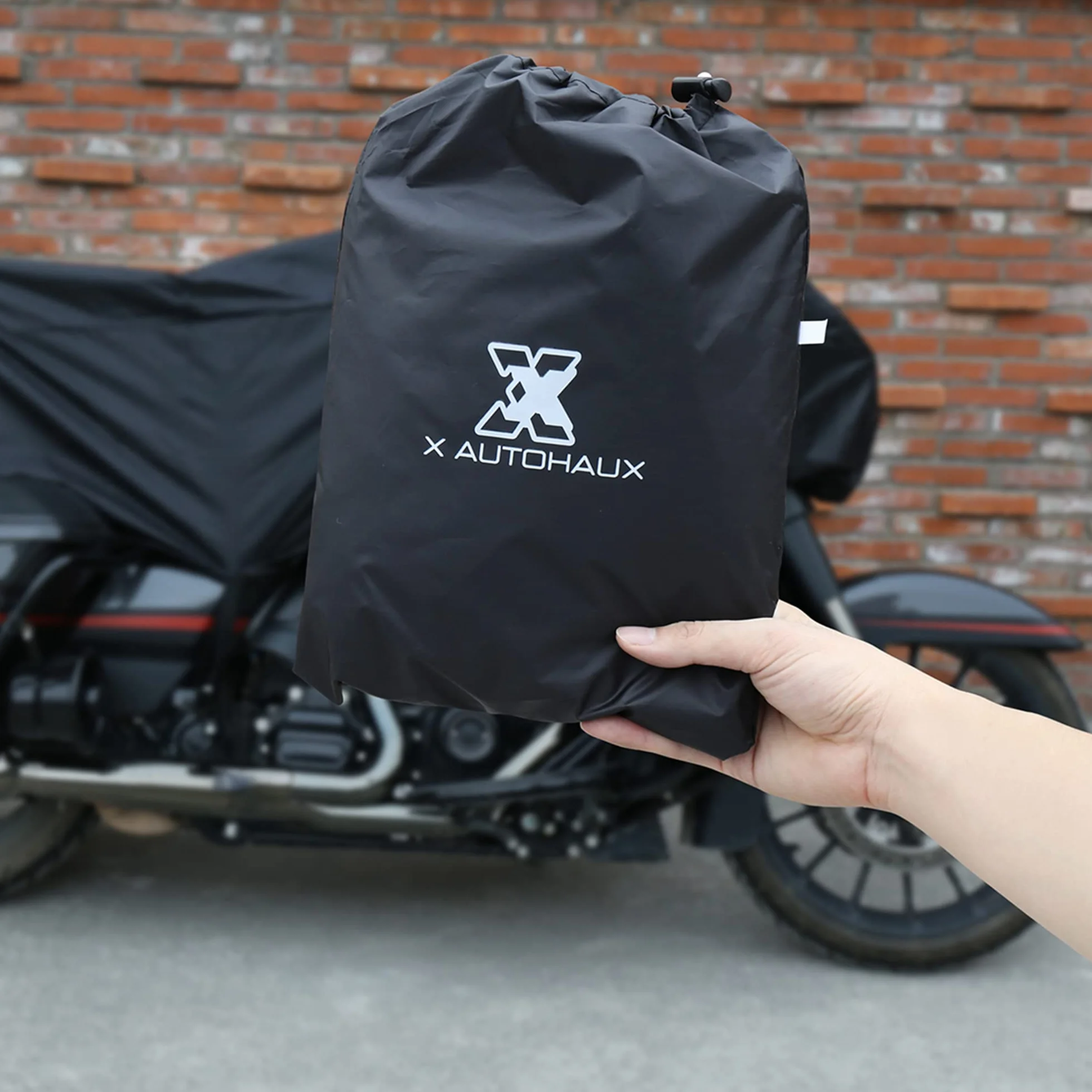 X AUTOHAUX - Funda Ligera para Moto, Media Funda, para Exteriores, Impermeable, Protector de Lluvia y Polvo, para la mayoría de Deportes, Aventura, Touring, Cruiser, Negra, Talla L