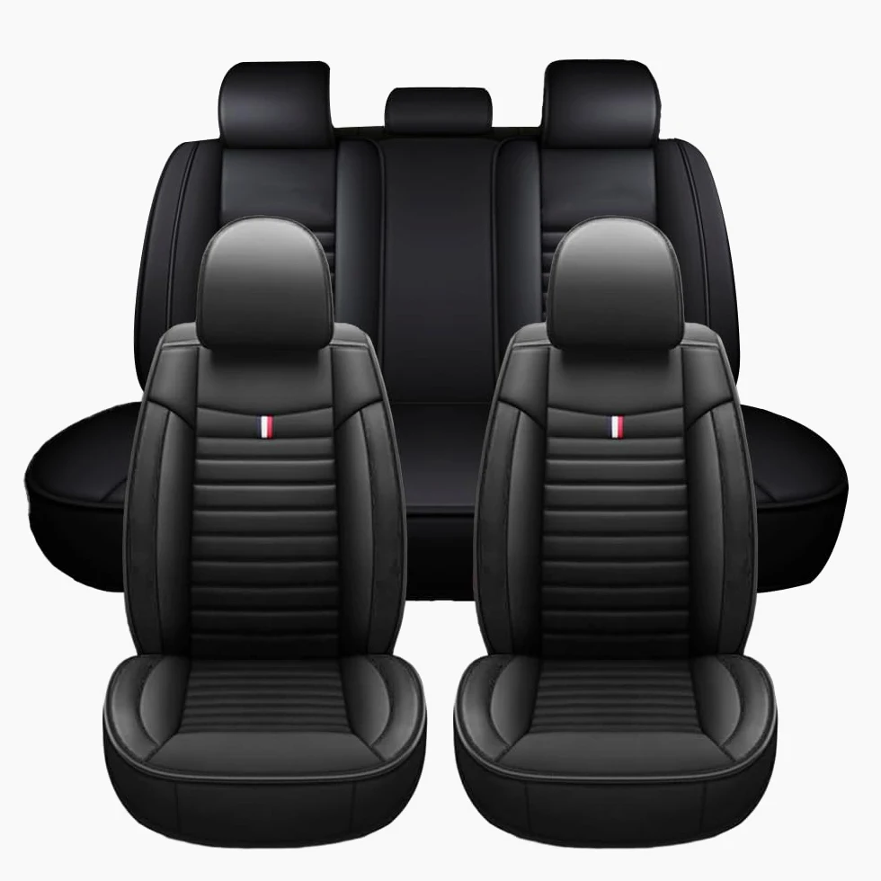 Mitsubishi ASX Eclipse Cross L200 Lancer Mirage Outlander Shogun, juego de 5 piezas de fundas universales de cuero para asientos de coche, transpirables, resistentes a la suciedad y al