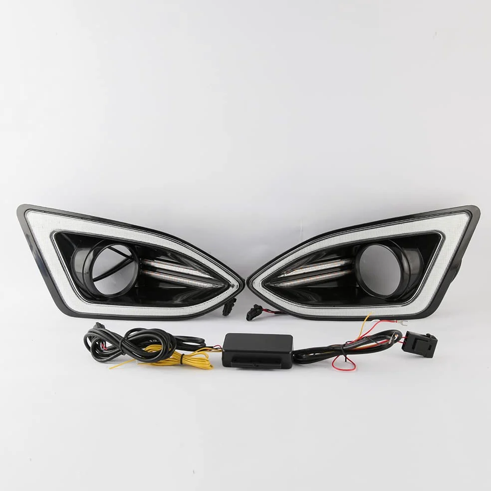 Luces diurnas LED DRL para Ford Edge 2015 2016 2017 2018, Parachoques delantero LED blanco DRL + intermitentes amarillos