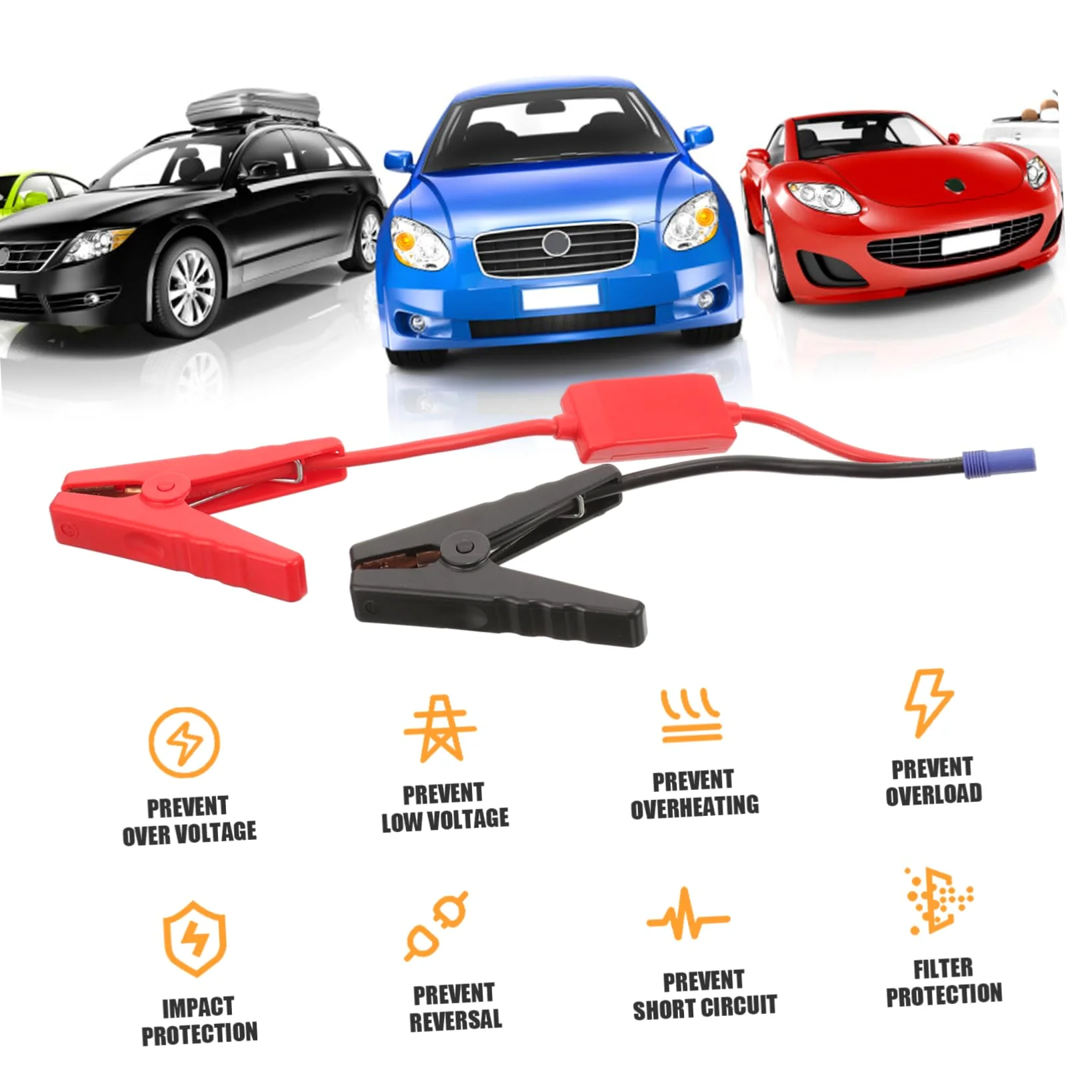 Gatuida 5piezas Cables De Arranque Portátiles Protección Inversa Para Baterías Para Coches Motos y Carga Rápida y Diseño Compacto