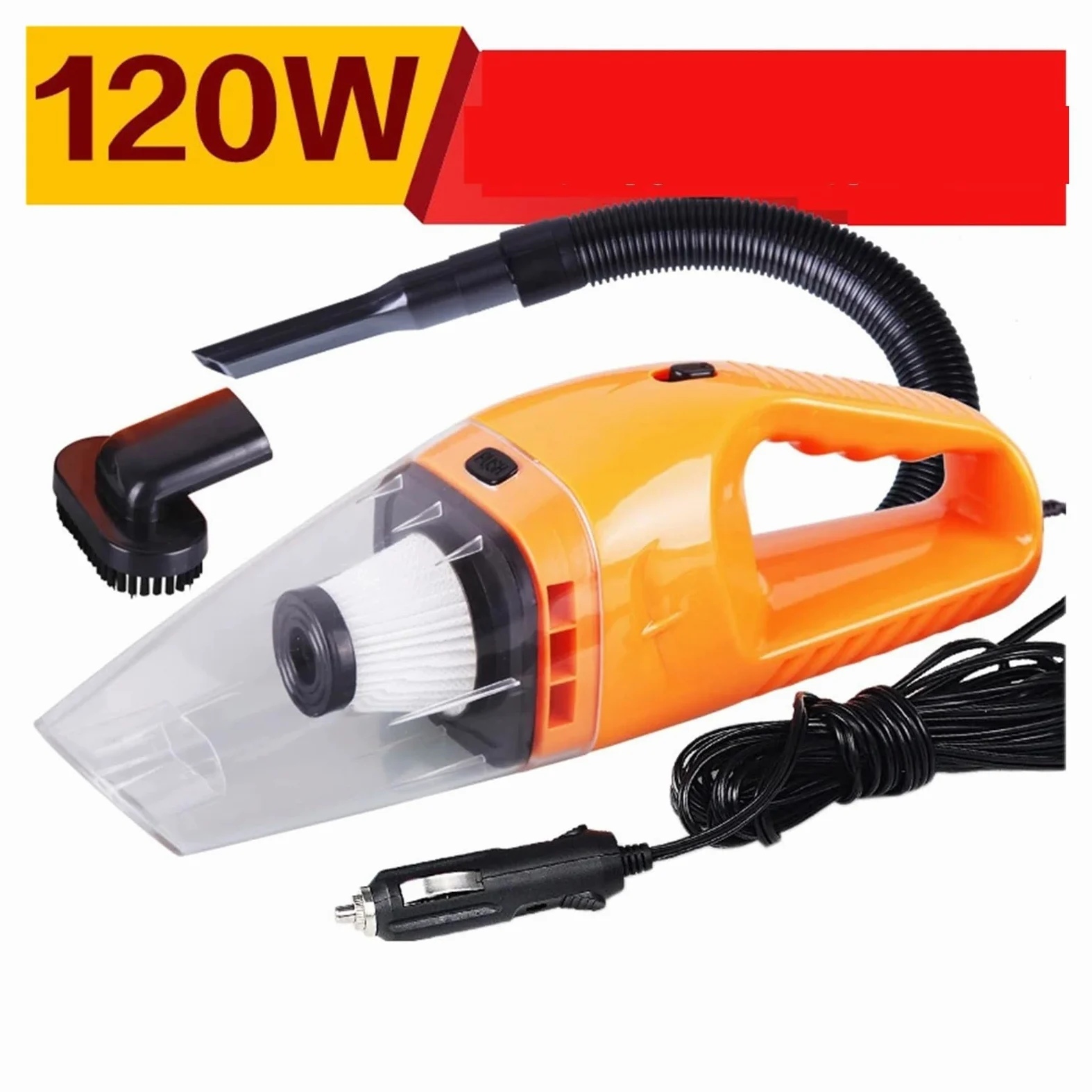 Aspiradora portátil mini de mano for coche, 12 V, 120 W, doble uso, for uso húmedo y seco, con súper succión y filtro HEPA desmontable. Eficiencia(Oranje)