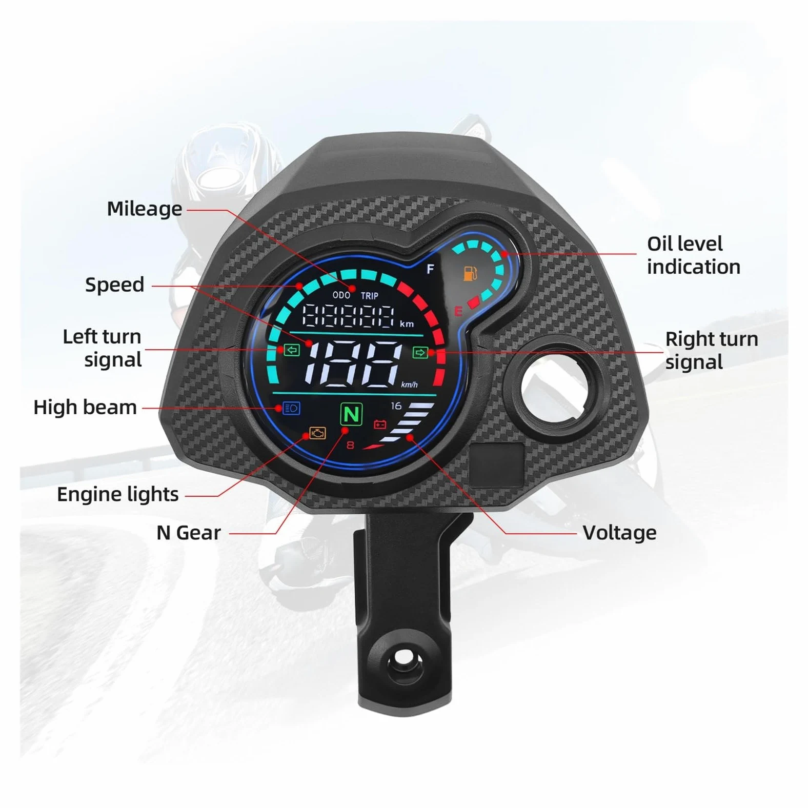 Moto Velocímetro Tacómetro Panel de instrumentos digital para motocicleta, tacómetro, velocímetro, voltímetro para Navi 110