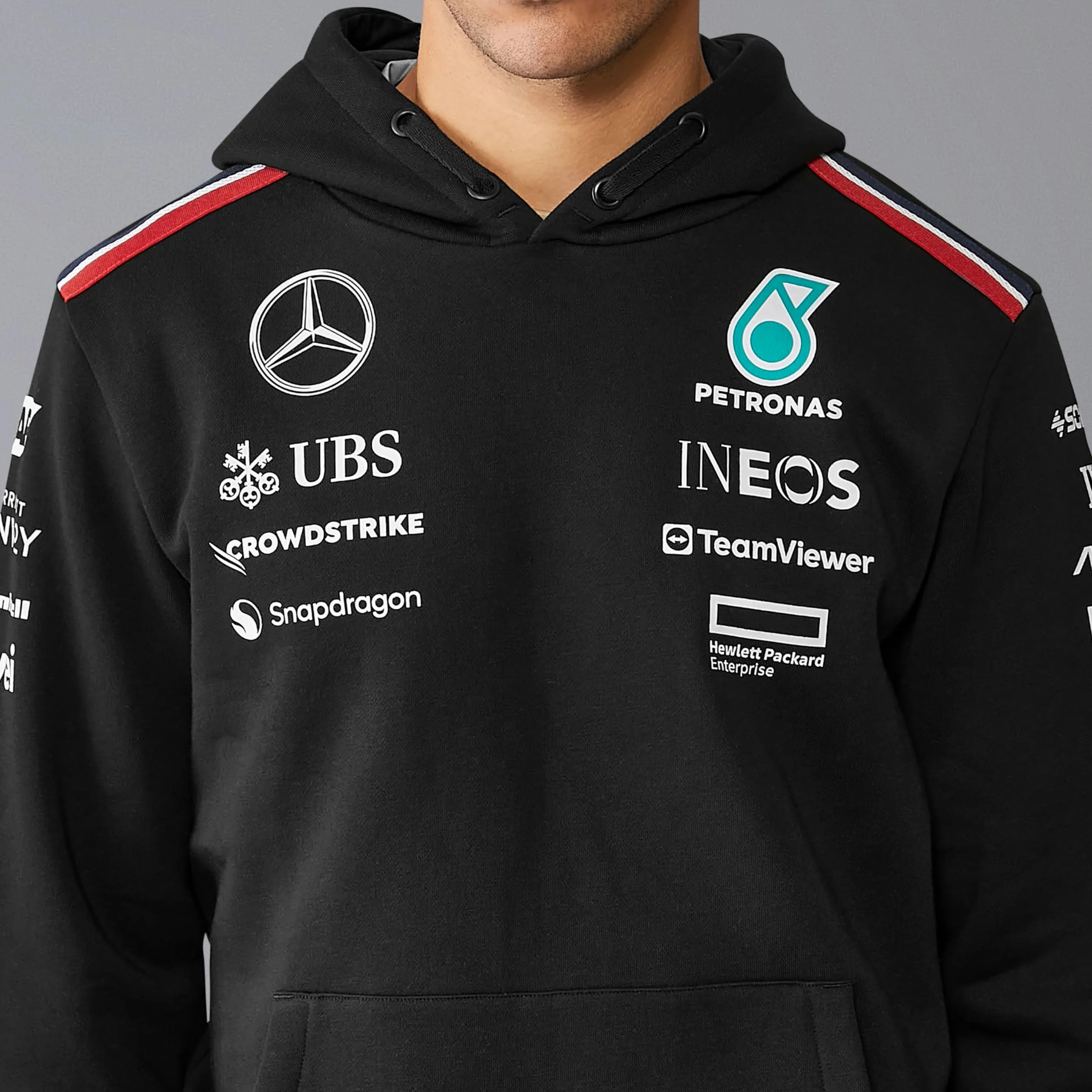 Mercedes AMG Petronas Sudadera con Capucha para Hombre F1 Team 2024 - Negro - Tamaño: XXL