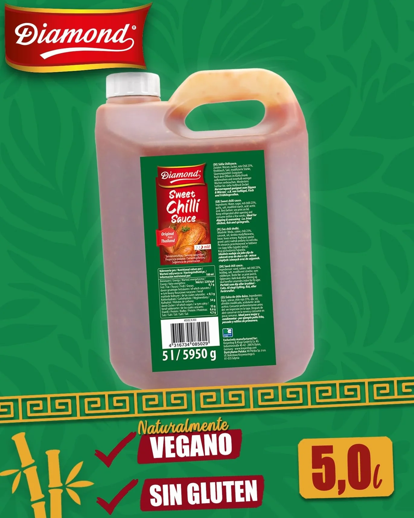 DIAMOND Salsa de chile dulce, para pollo y pescado, 5 l