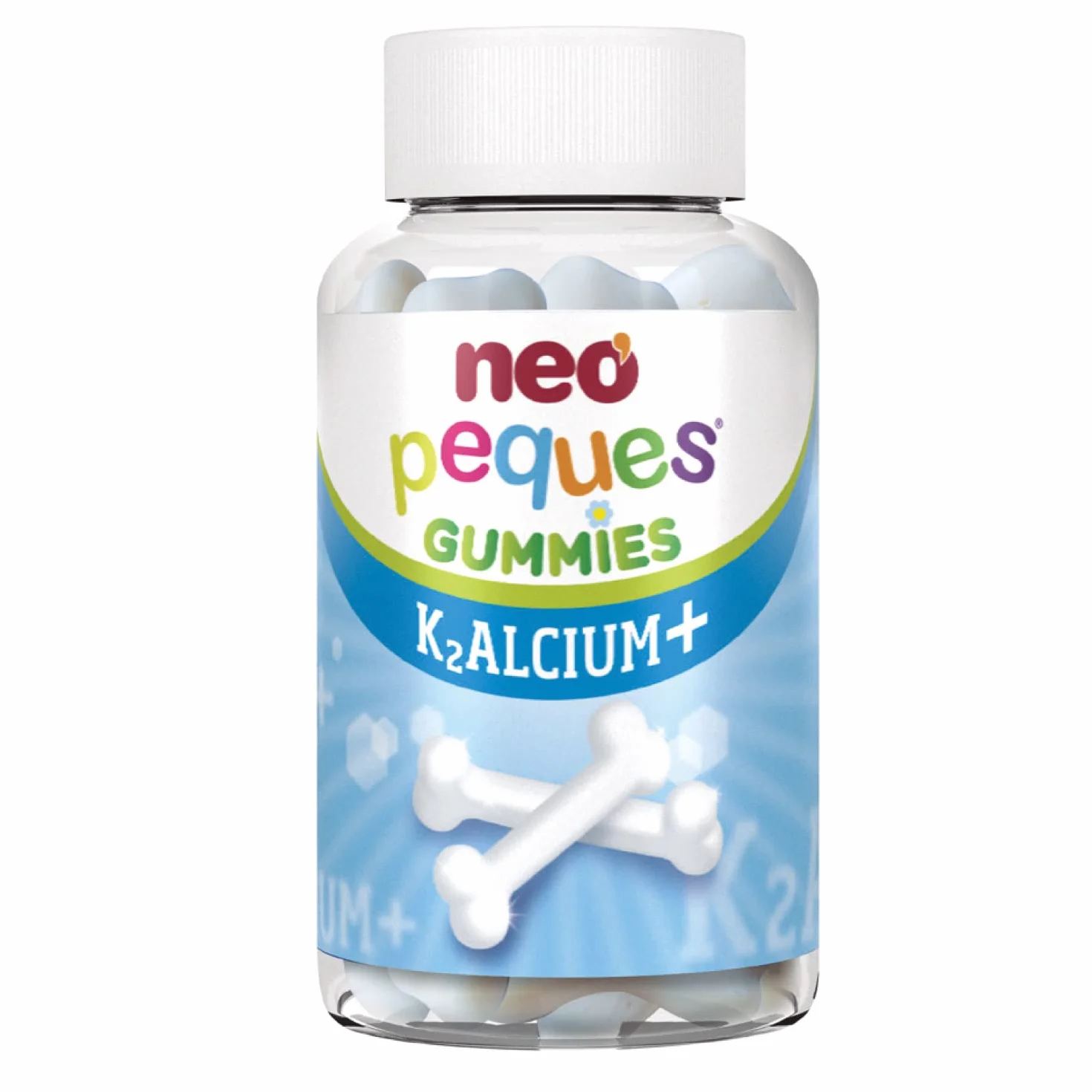 NEO PEQUES Gummies Kalcium + 30 Gominolas Calcio Vitaminas K2 D3 Caramelos Masticables Niños Sabor Yogur