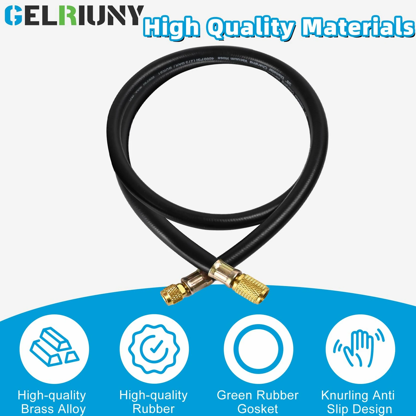 HV1S - Manguera de vacío de 3/8 pulgadas, accesorios: 3/8 pulgadas x 1/4 pulgadas, presión de trabajo: 800 (Psi), presión de ráfaga: 4000 (Psi), compatible con la mayoría de equipos de refrigeración y
