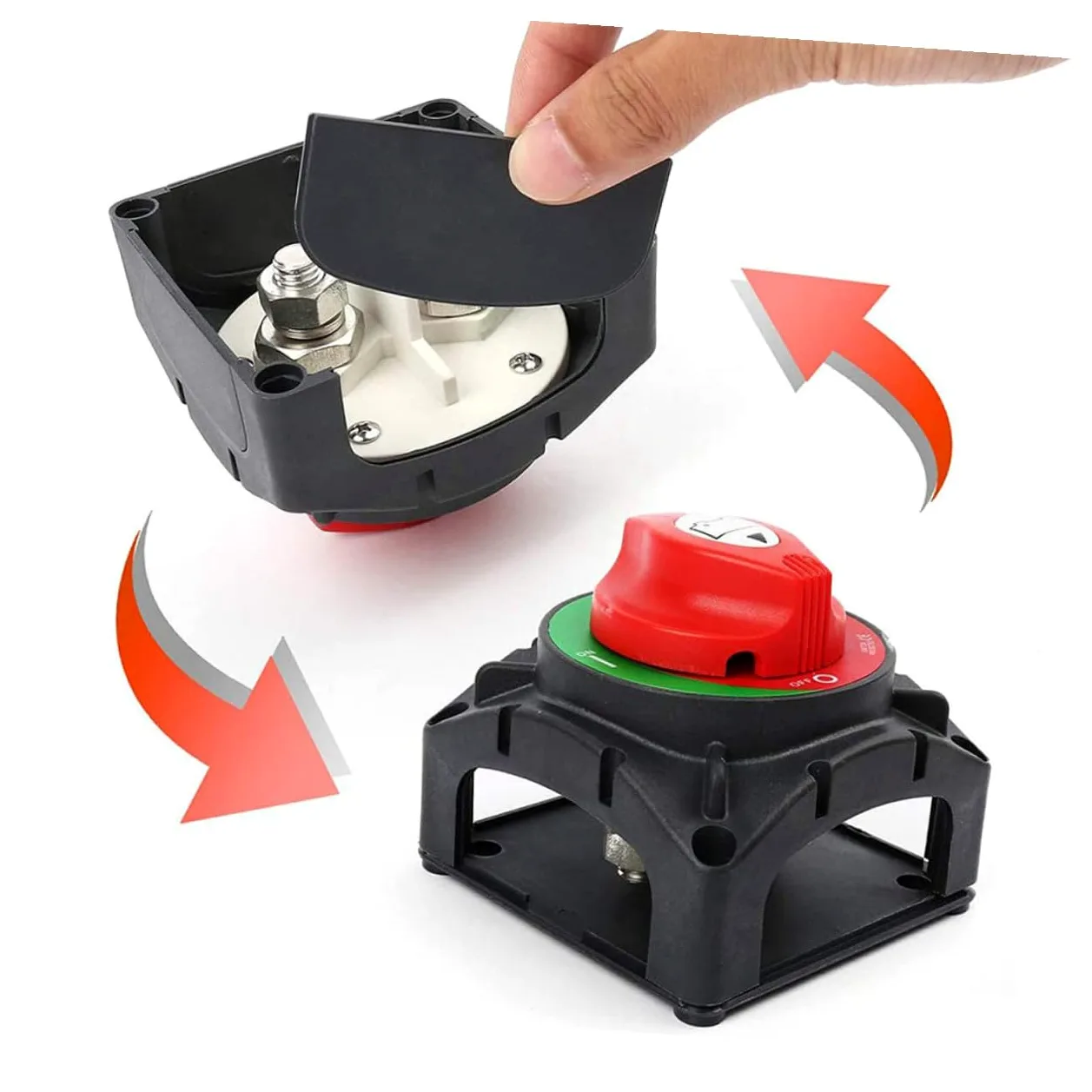 Interruptor Principal de Alimentación 600a, Aislador de Batería | Juego 1, Plástico y Latón, para Equipo Eléctrico y Batería en Camión o Barco, Operación Sencilla