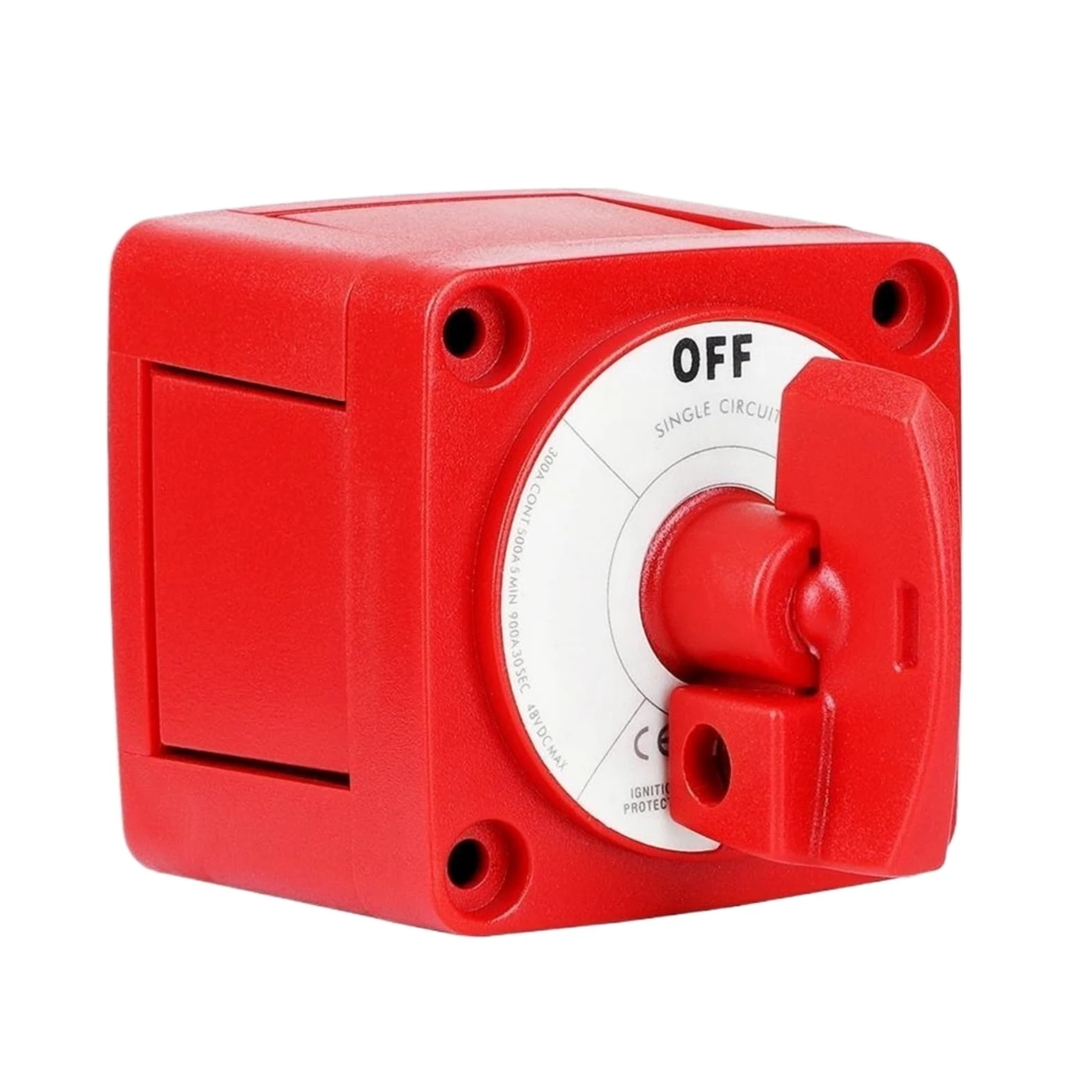 Interruptor de circuito impermeable 12-48V 300A RV coche barco Selector de batería aislador(Red With Keyhole)