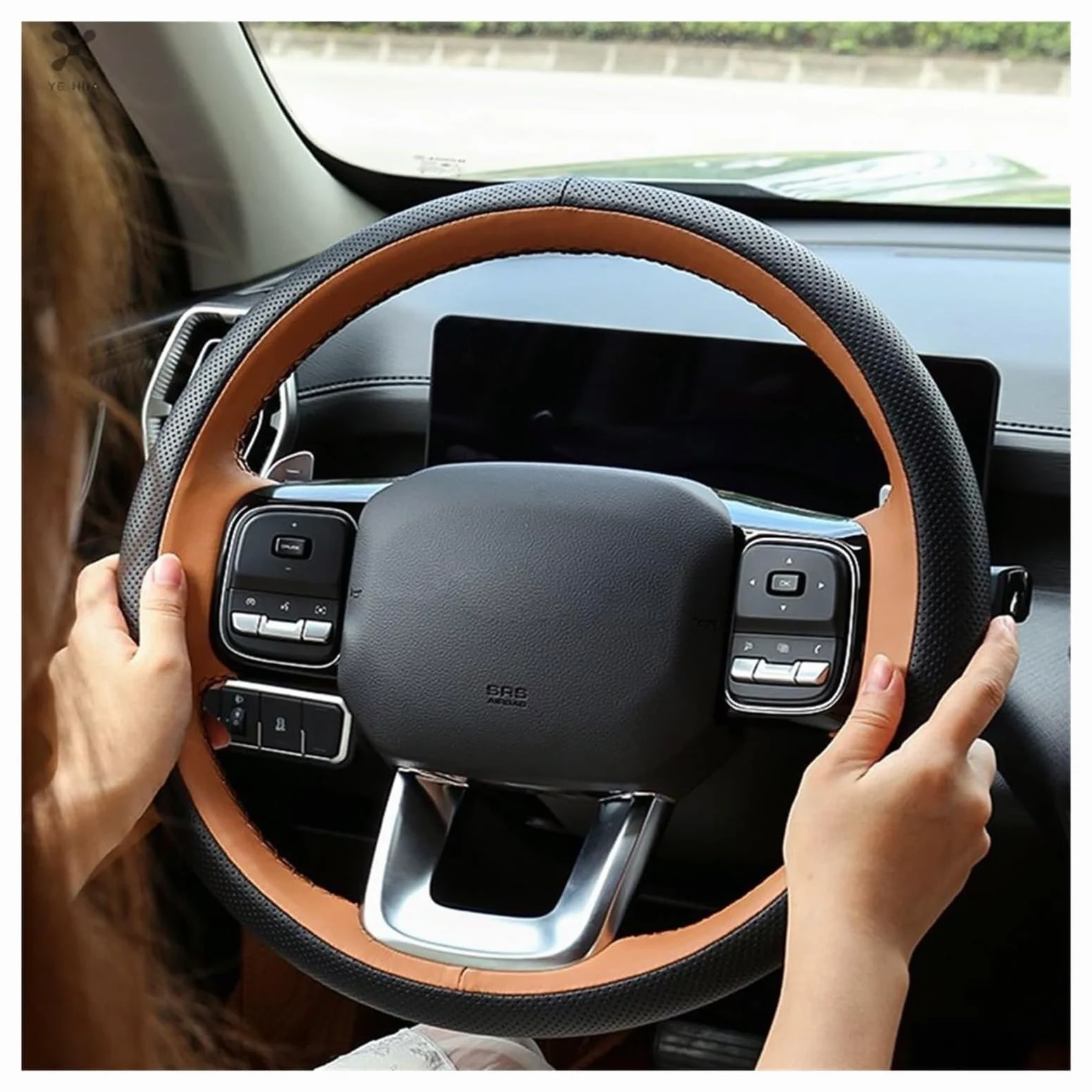 Volante Funda Coche para Great Wall Haval H5 II 2023 2024 Funda De Volante Cuero Microfibra Cosida A Mano Interior Coche Fundas Protector(marrón)