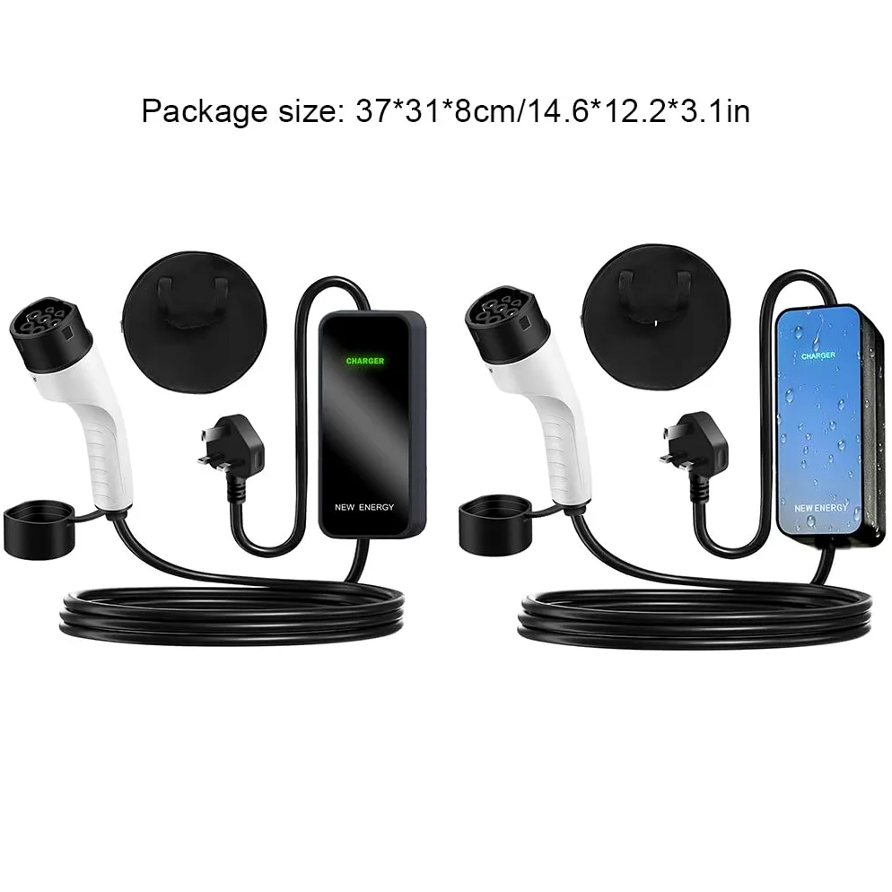 Para Sistema de Carga portátil 5M 13A Cable de Carga EV 3 Pines, Negro | Cargador rápido para vehículo eléctrico Cargador para coche Reino Unido Hoy