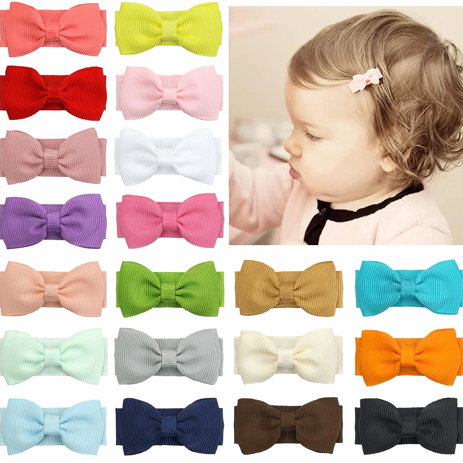 Ganchos para el pelo bebés niñas mini lazo antideslizantes fino niños pequeños 20 unidades