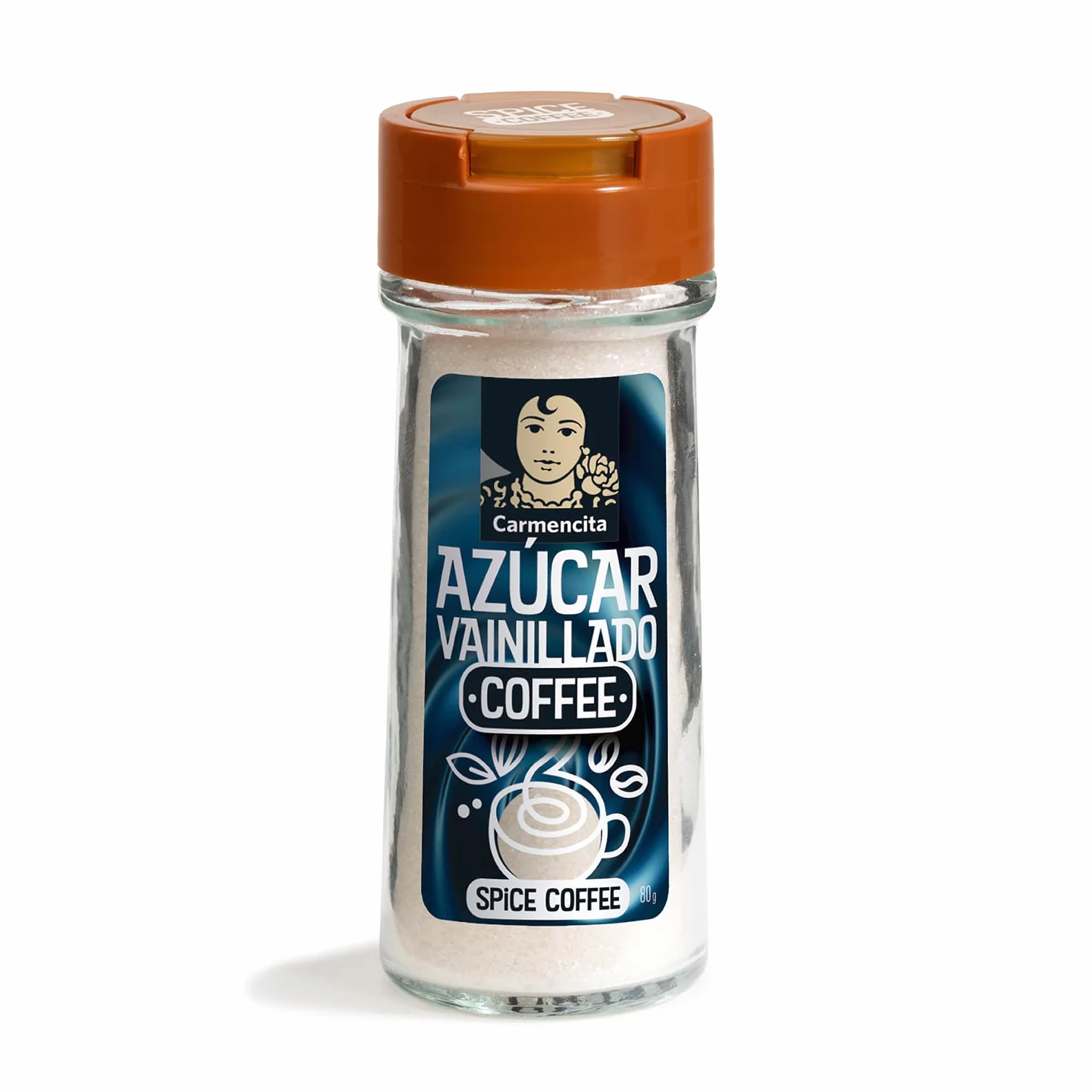 Carmencita Azúcar Vainillado Mezcla de Especias para Café Sin Gluten Tarro de Cristal 80 g
